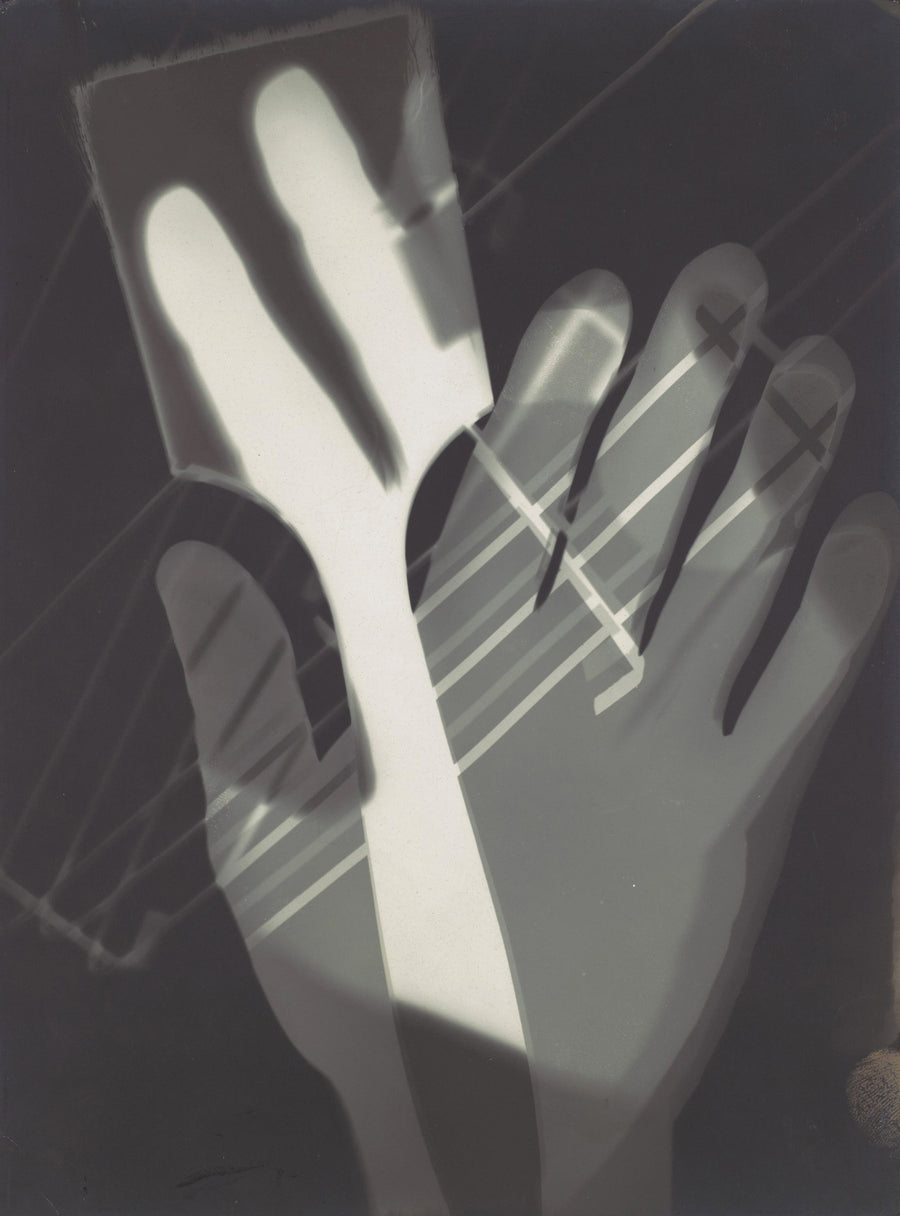 László Moholy-Nagy — Fotogramm (1926) | Fine Art Print shown to scale on a wall above a sofa