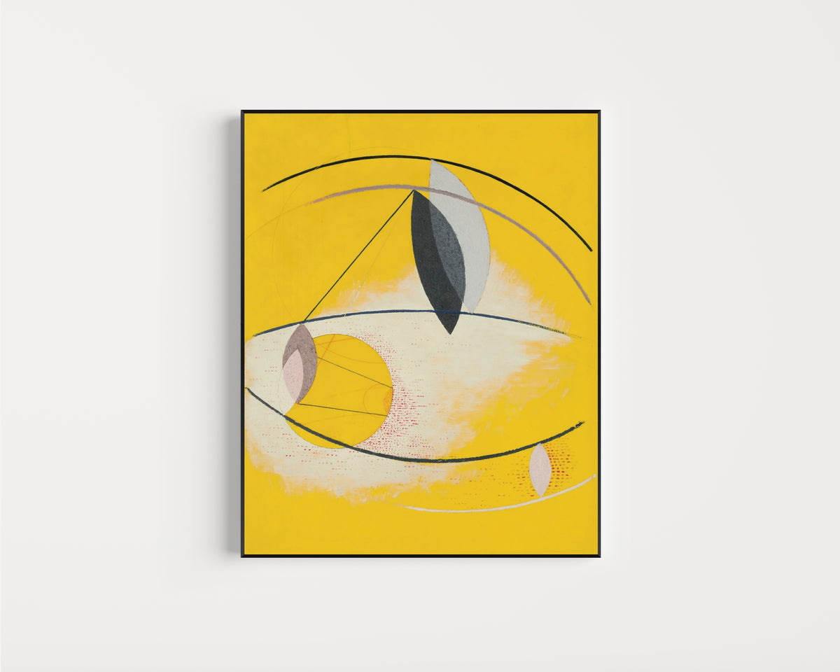 Framed art print of Gal Ab I by László Moholy-Nagy, in a slim black frame on a plain white wall