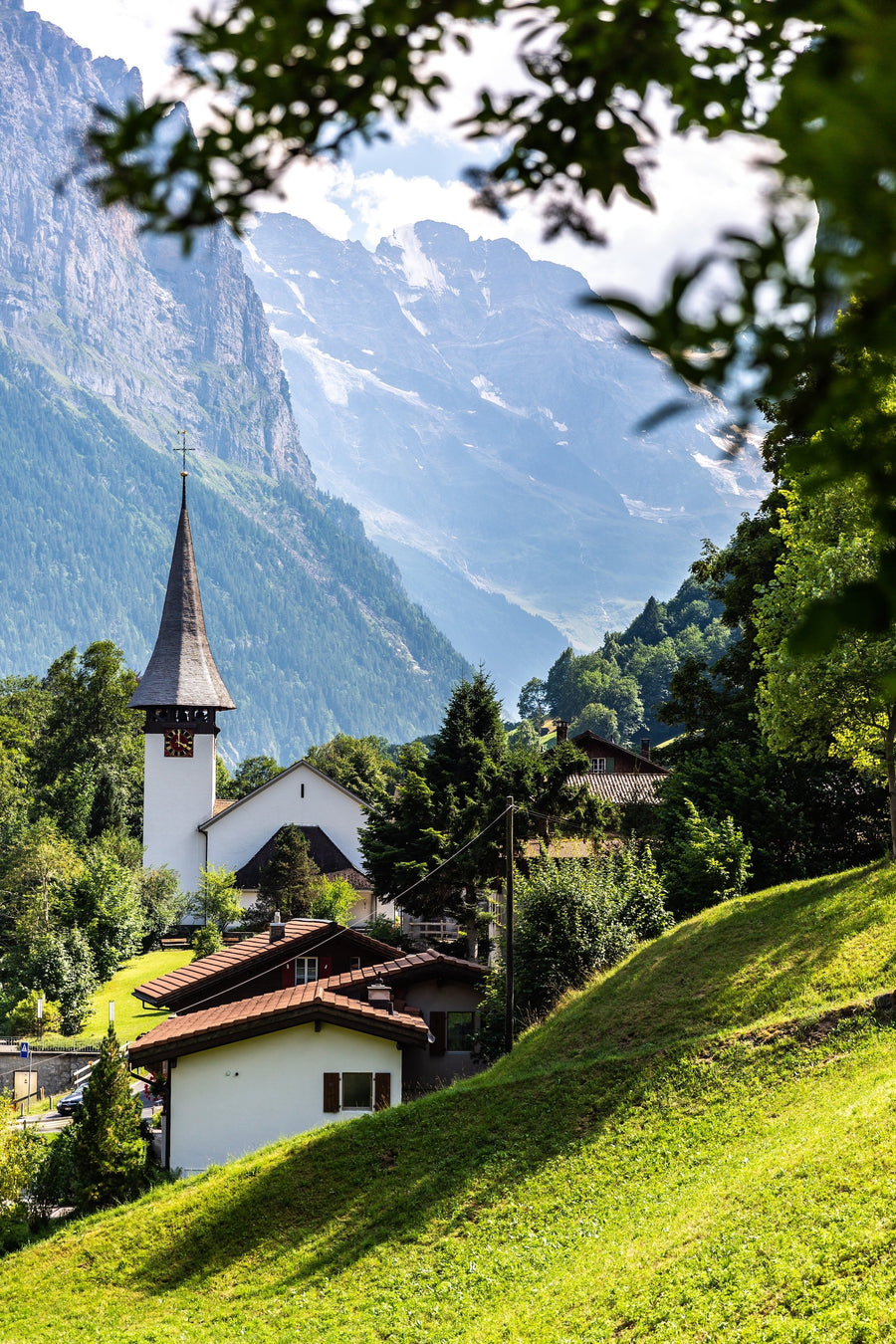 Daniela Faust — Lauterbrunnen, Switzerland | Fine Art Photography Print shown to scale on a wall above a sofa