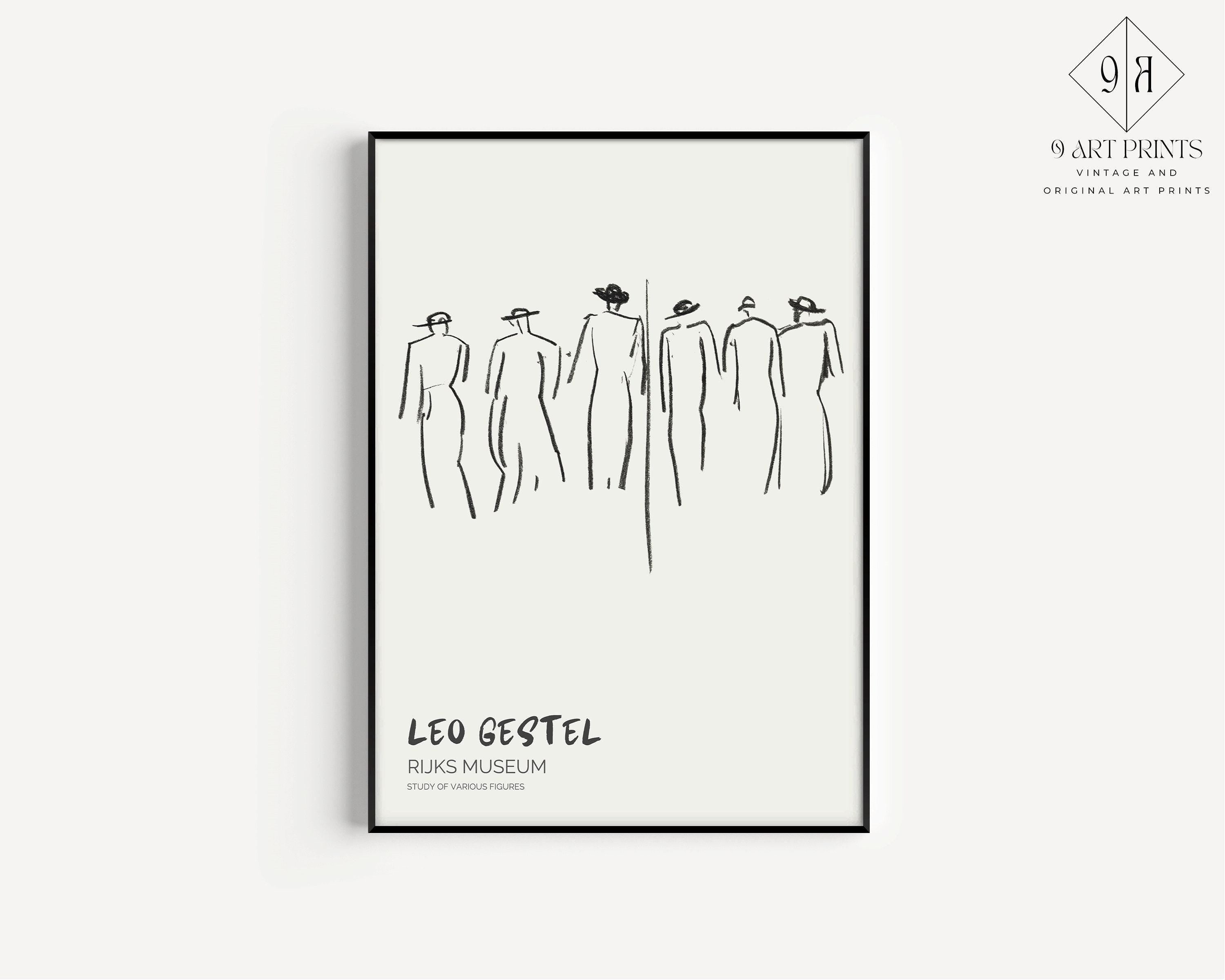 Leo Gestel - Study of Various Figures | Vintage Neutral Sketch Art Poster (available handframed or unframed) - 9ArtPrints
