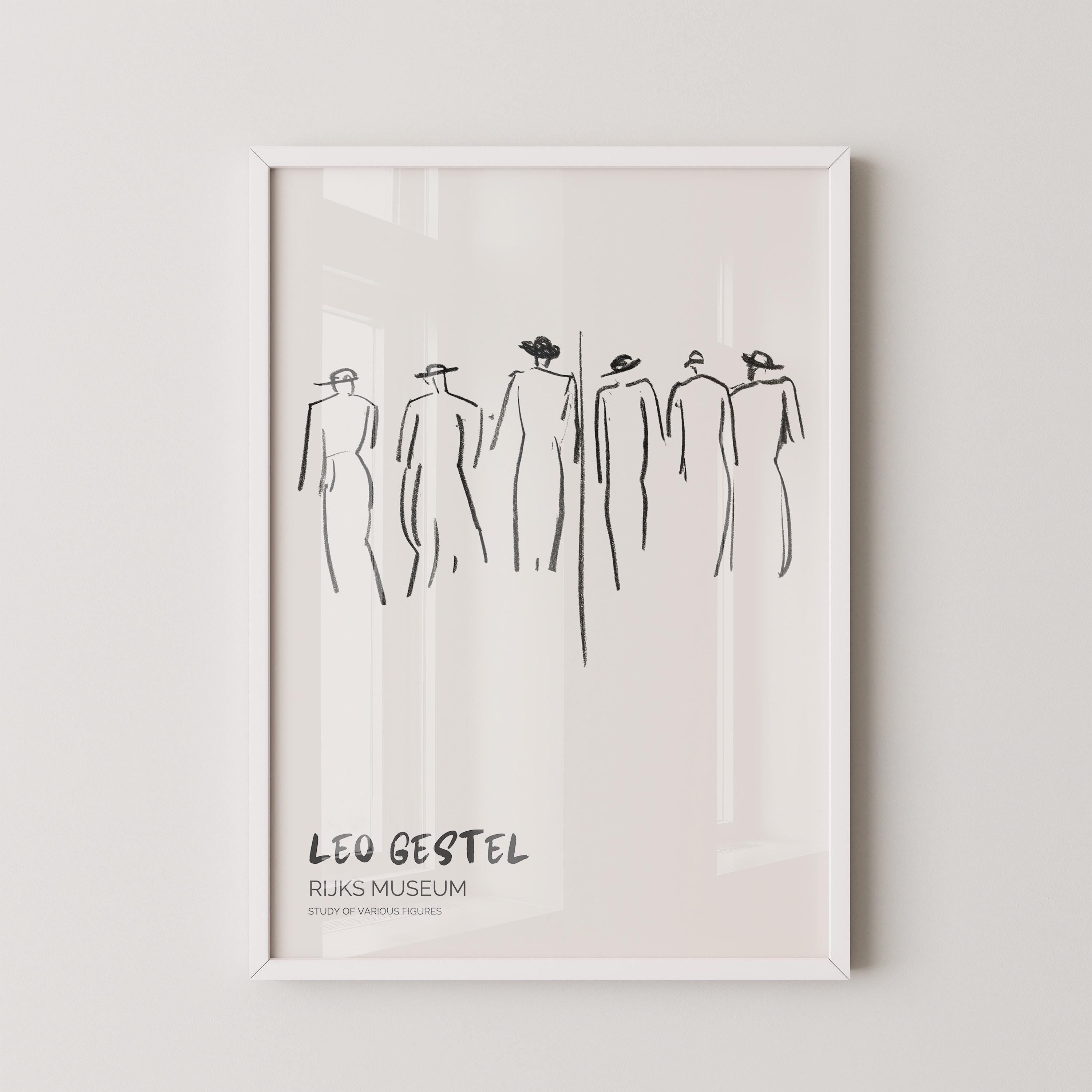 Leo Gestel - Study of Various Figures | Vintage Neutral Sketch Art Poster (available handframed or unframed) - 9ArtPrints