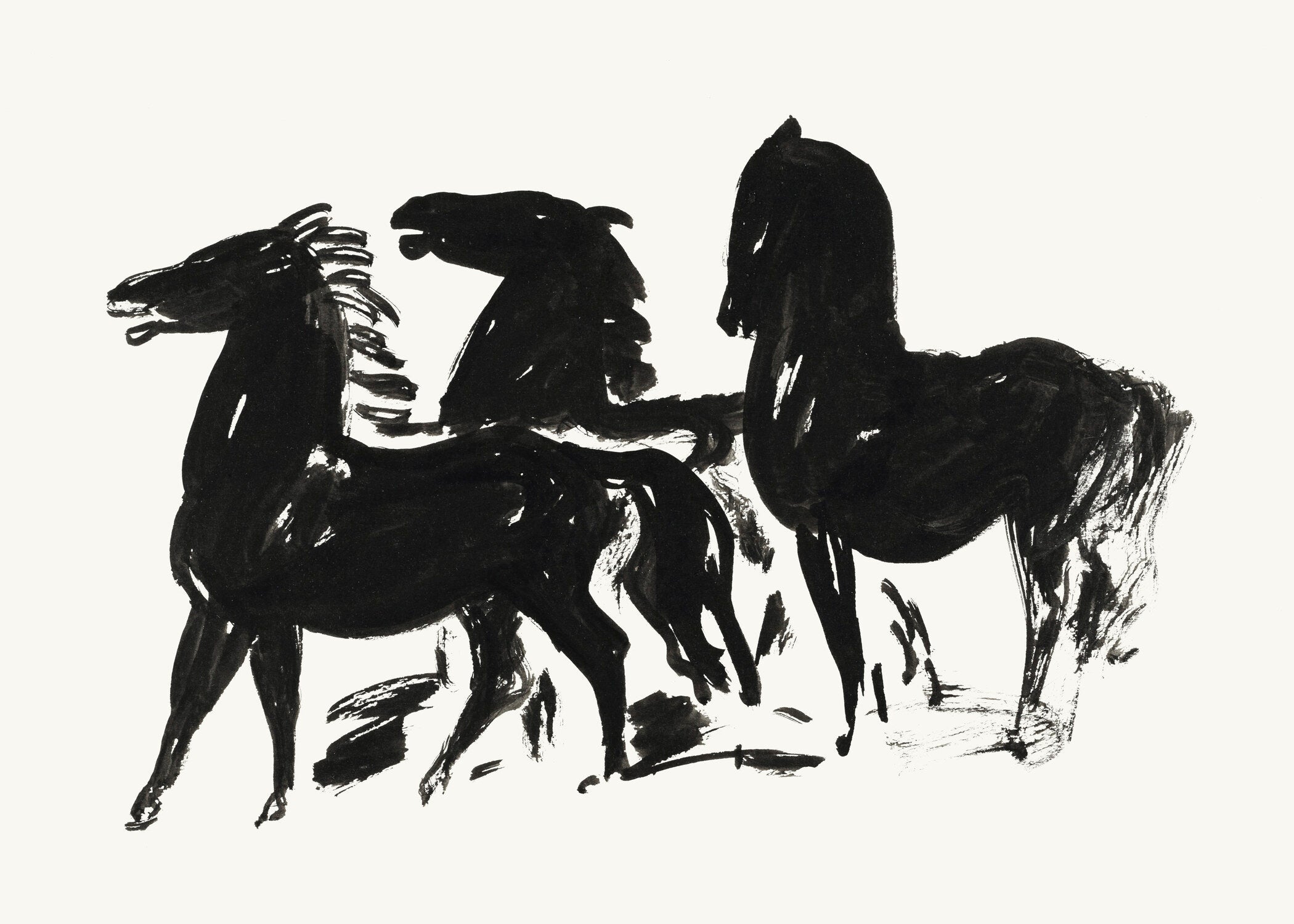 Leo Gestel — Three Black Horses | Dutch Expressionist Print - 9ArtPrints