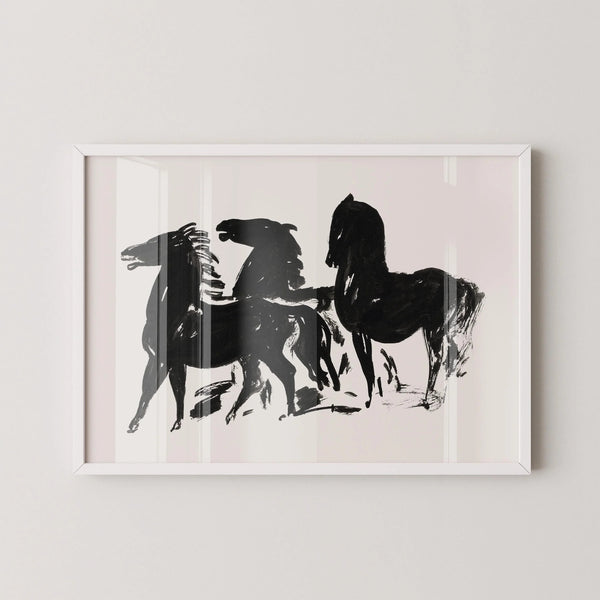 Leo Gestel — Three Black Horses | Dutch Expressionist Print