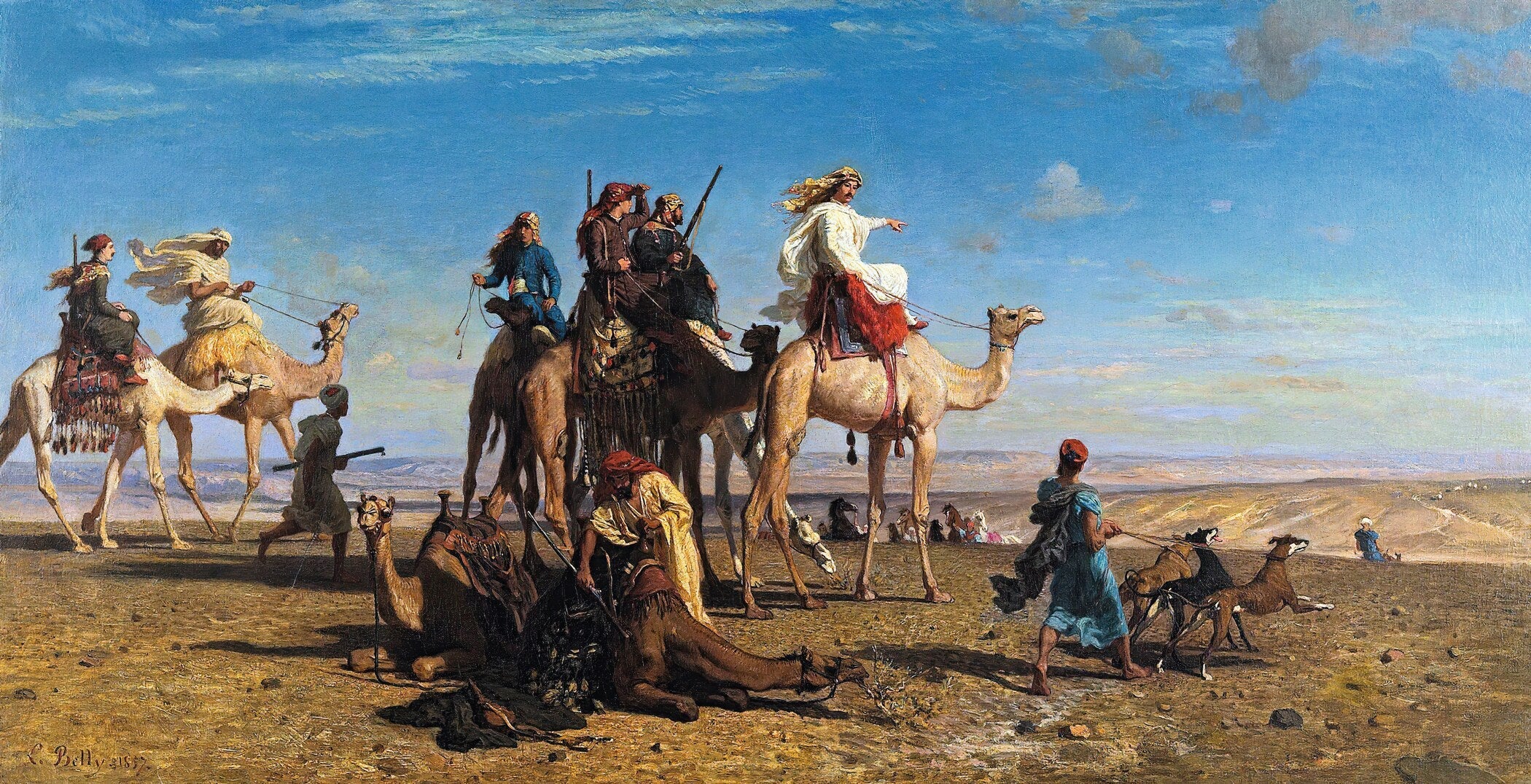 Léon Belly — A Gazelle Hunt in Egypt | Orientalist Panoramic Print - 9ArtPrints