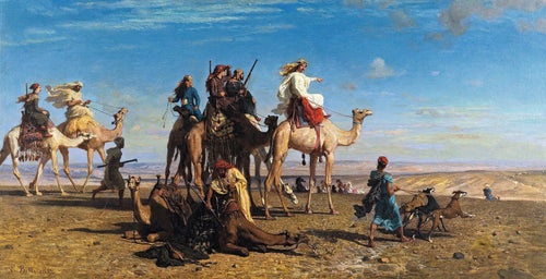 Léon Belly — A Gazelle Hunt in Egypt | Orientalist Panoramic Print - 9ArtPrints
