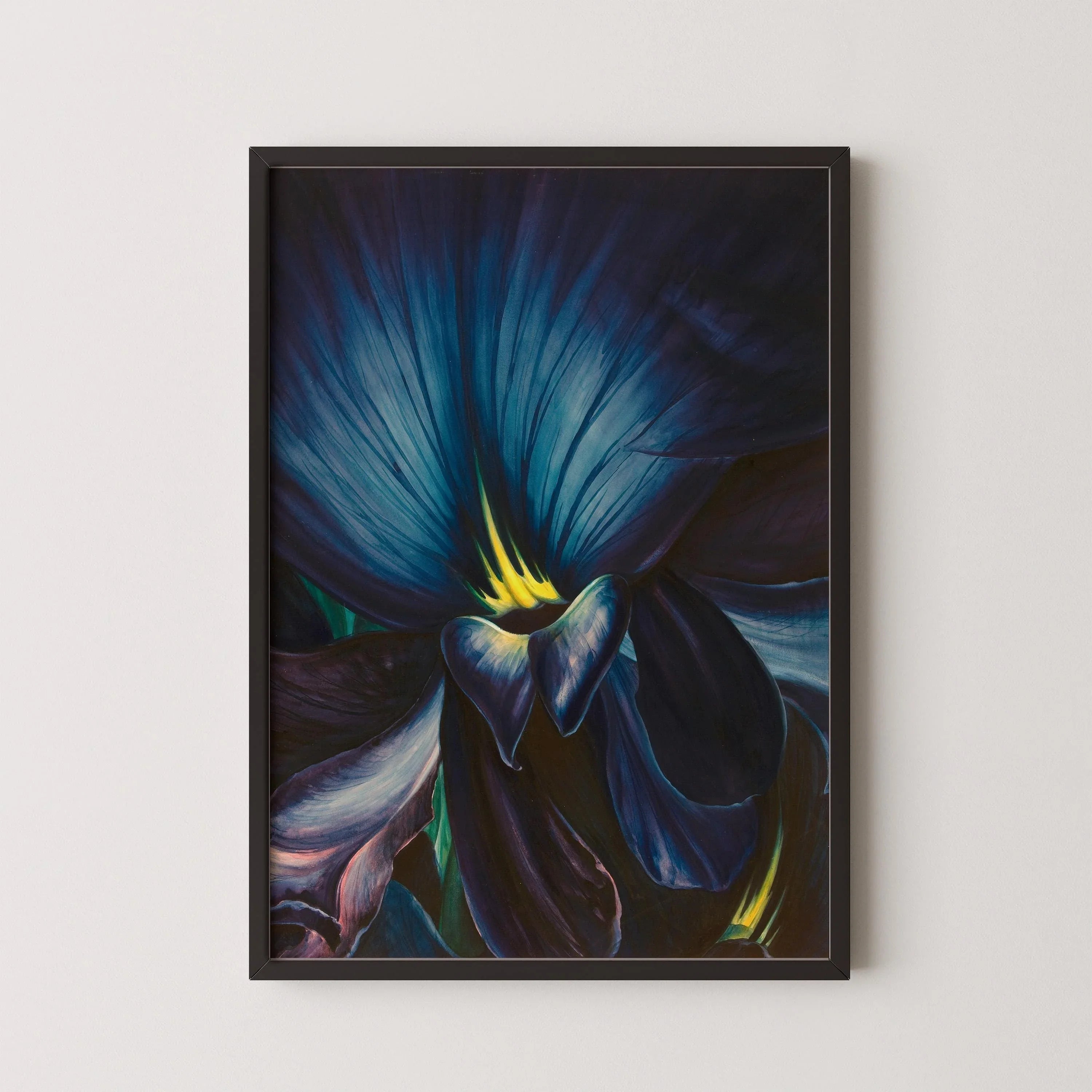 Leon Carrol - Chinese Delphinium | A Gorgeous, Intensely Navy blue Painting in Glorious Giclee Print (available handframed or unframed) - 9ArtPrints