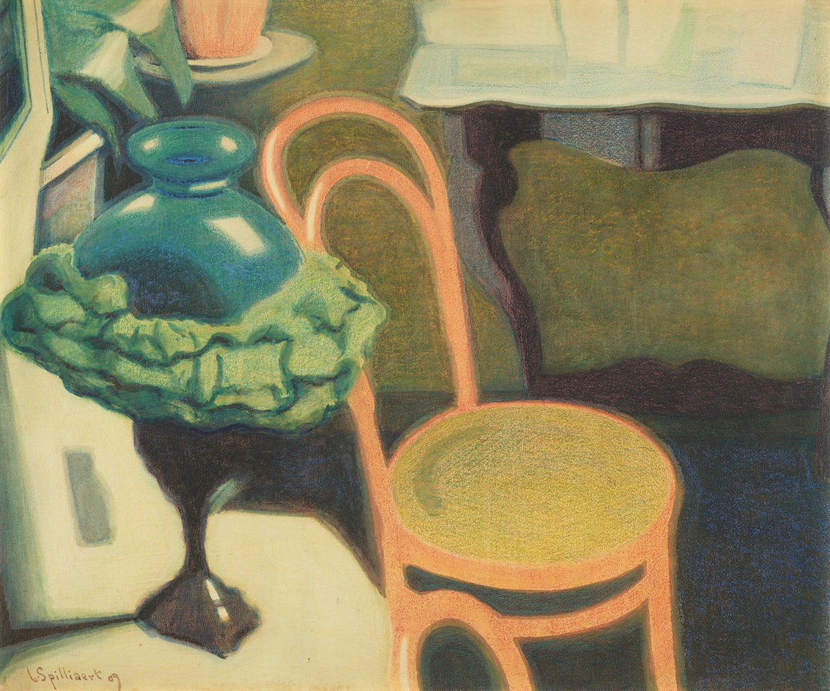 Léon Spilliaert — Interieur met stoel en opaallamp | Symbolist Art Print