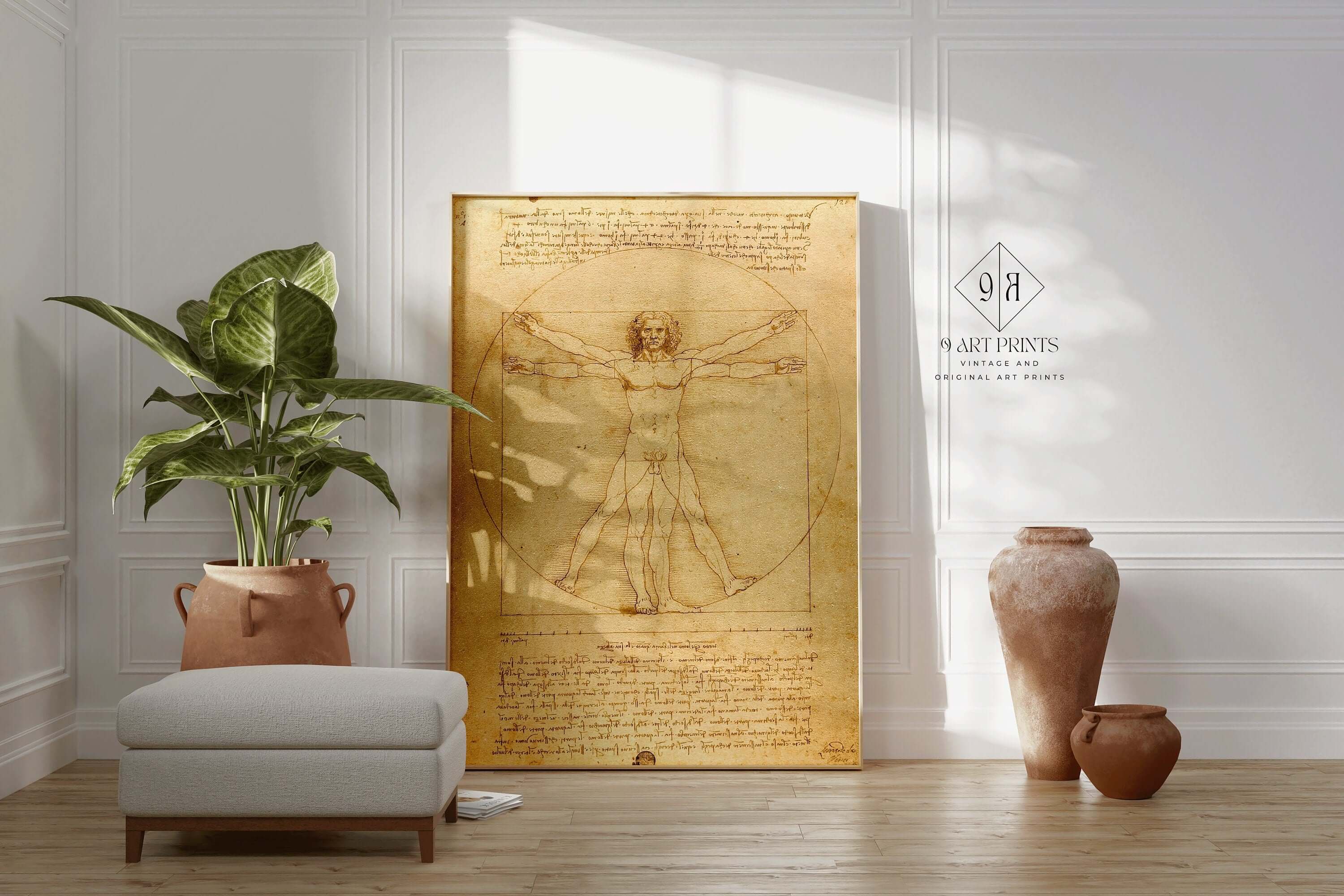 Leonardo Da Vinci - The Vitruvian Man | Iconic Renaissance Painting (available framed or unframed) - 9ArtPrints