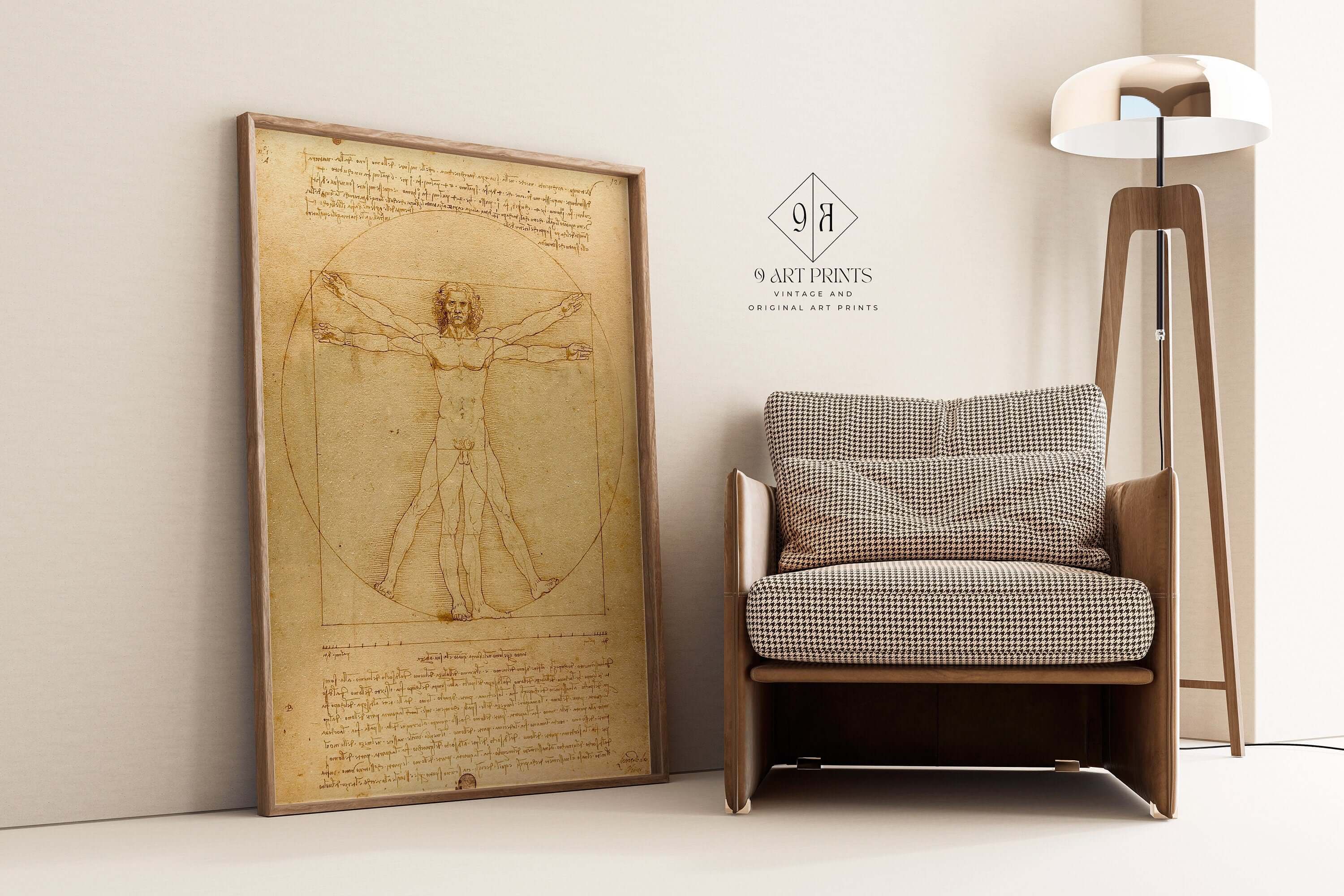 Leonardo Da Vinci - The Vitruvian Man | Iconic Renaissance Painting (available framed or unframed) - 9ArtPrints