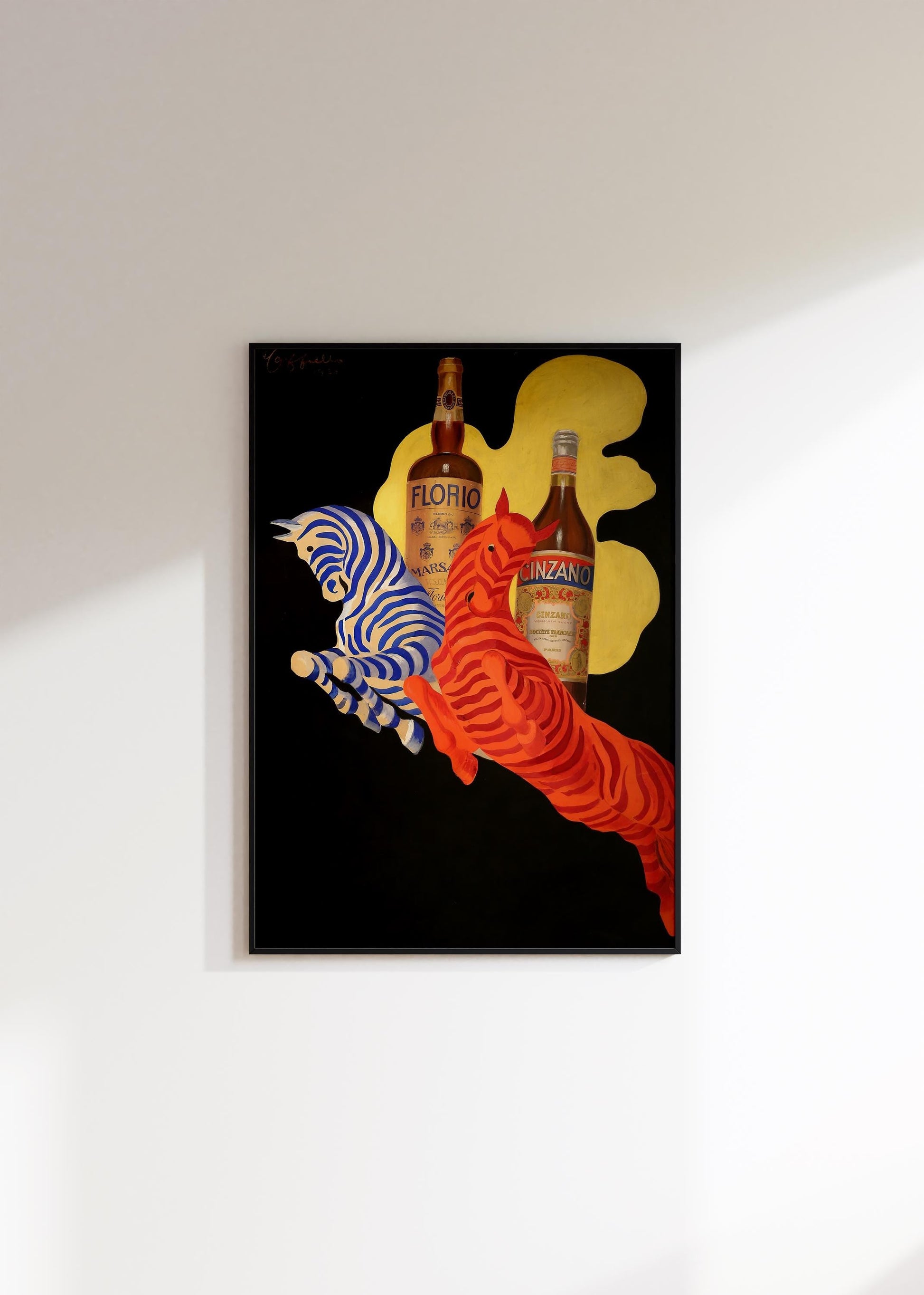 Leonetto Cappiello - Florio Cinzano | Bold Art Deco poster with vibrant zebras and iconic Italian spirits | Available framed or unframed - 9ArtPrints