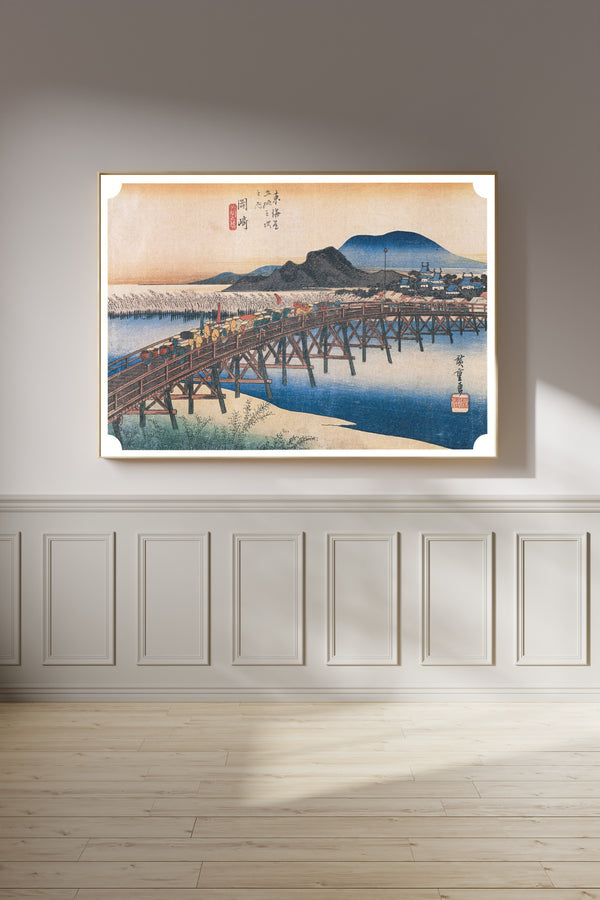 Utagawa Hiroshige — Okazaki, Yahagi Bridge | Japanese Woodblock Print (Ukiyo-e)