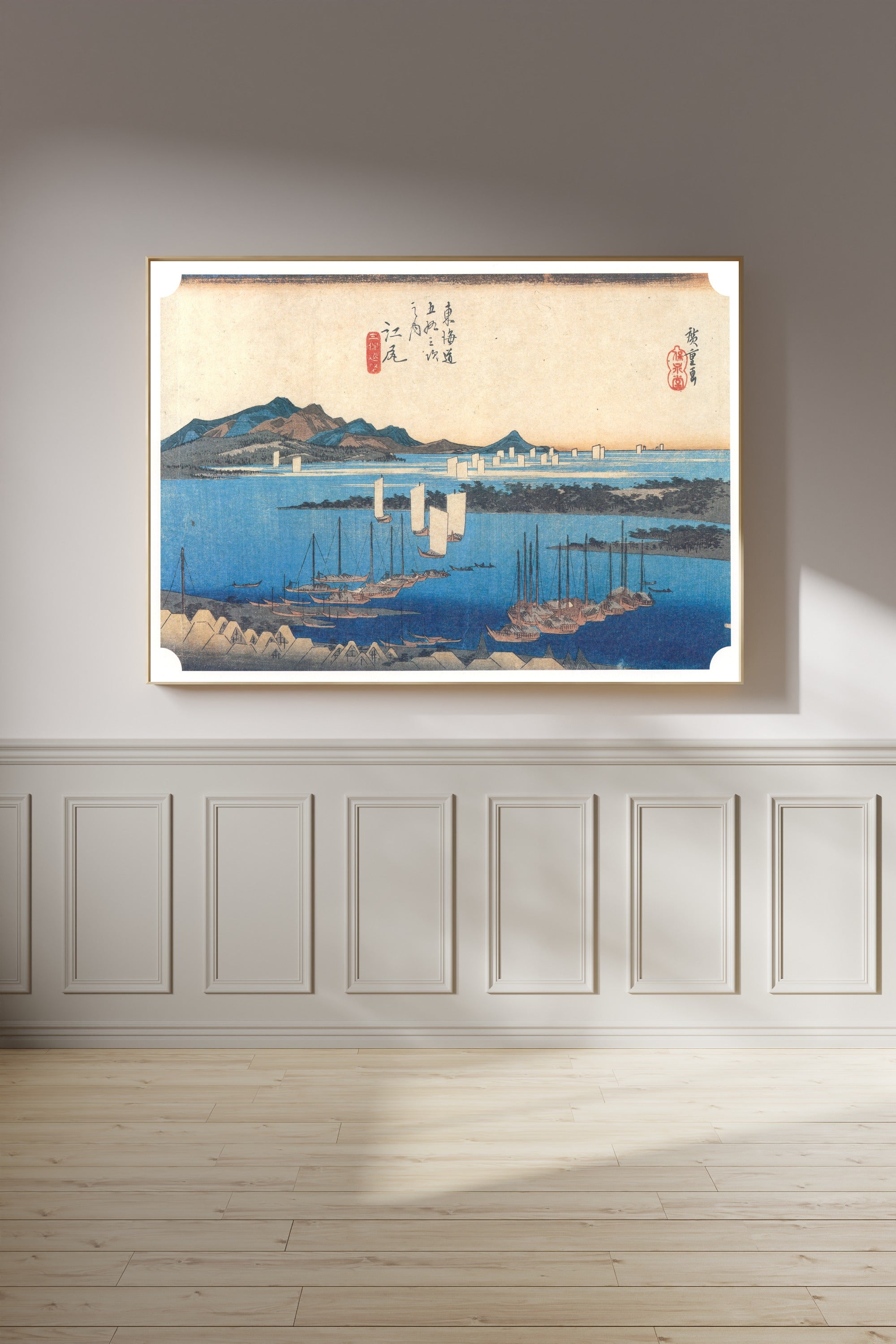 Utagawa Hiroshige — Ejiri, Distant View of Miho | Japanese Woodblock Print (Ukiyo-e)