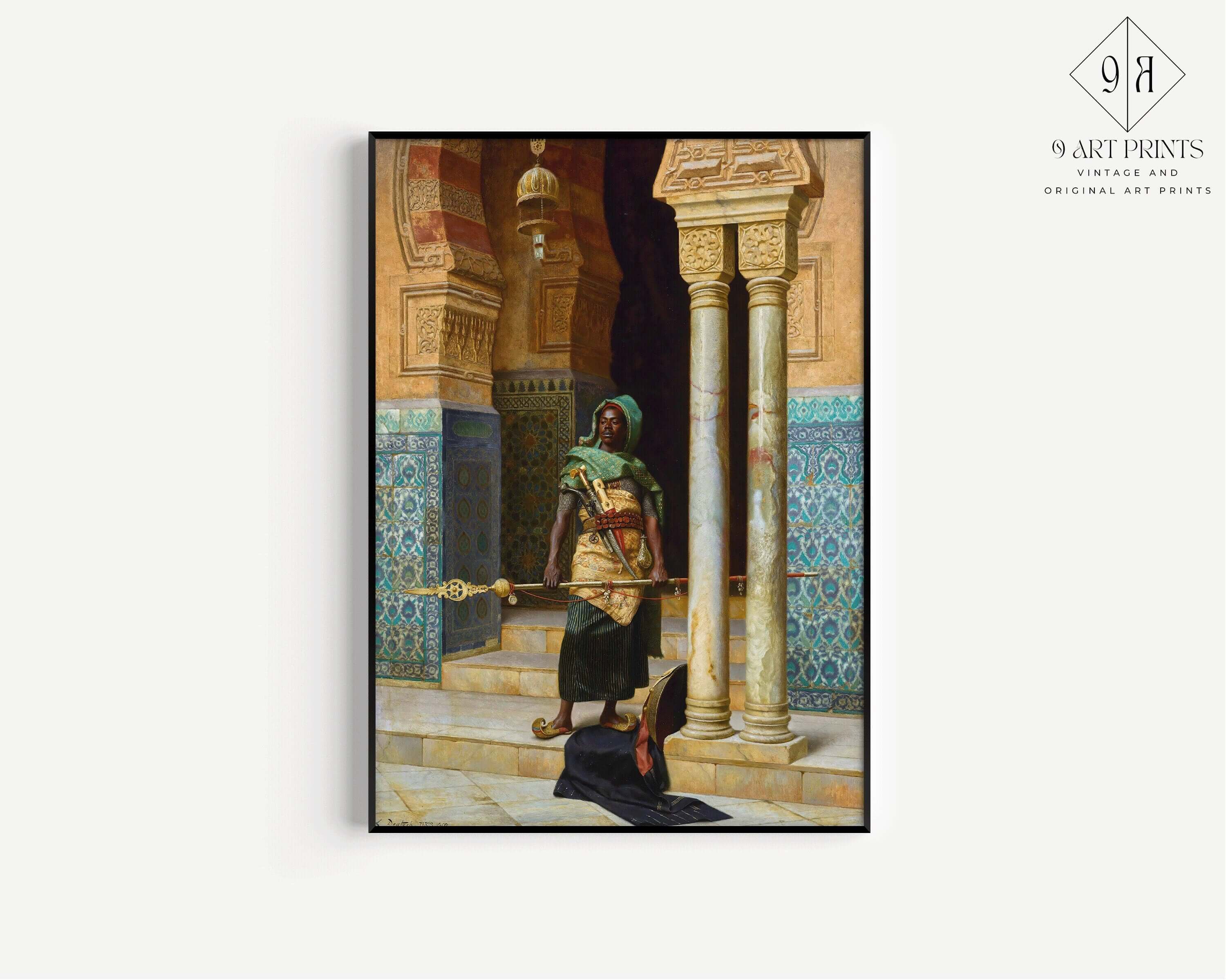 Ludwig Deutsch - The Nubian Guard | Orientalist Fine Art (available framed or unframed) - 9ArtPrints