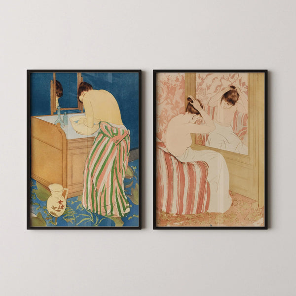 Mary Cassatt — Statement Duo | Woman Bathing & La Coiffure | Impressionist Art Print