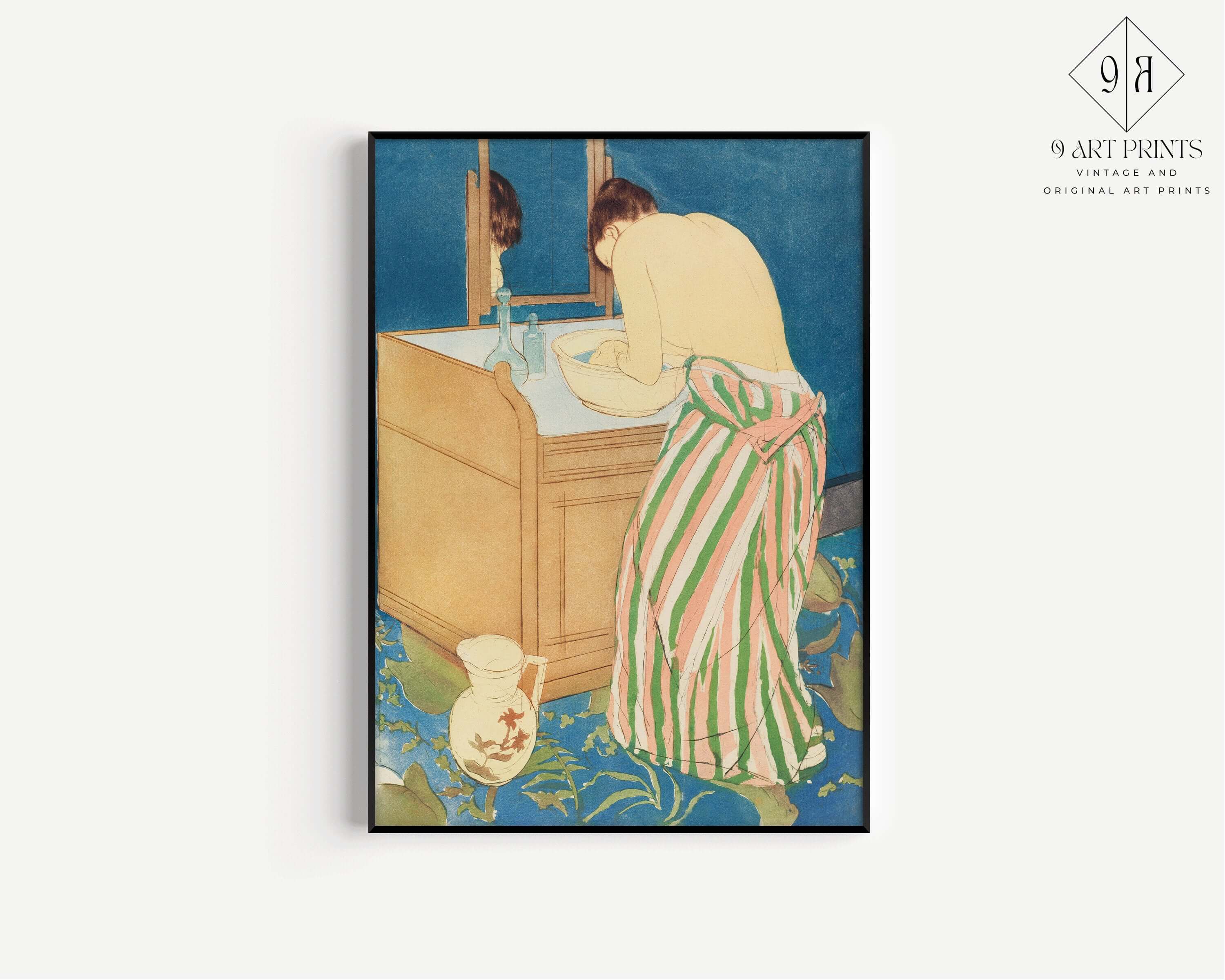 Mary Cassatt - Woman Bathing | Famous Impressionist Art (available framed or unframed) - 9ArtPrints