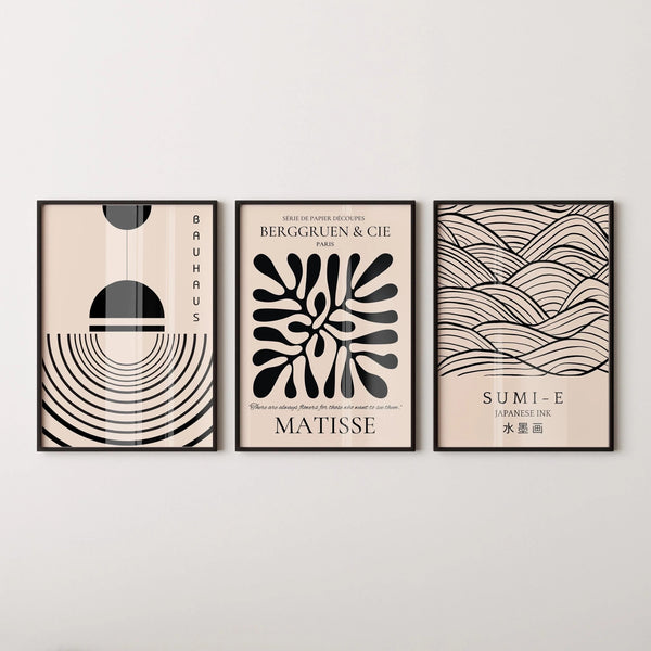 Matisse, Bauhaus & Japan — Statement Trio | Our Most Popular Neutral Art Print