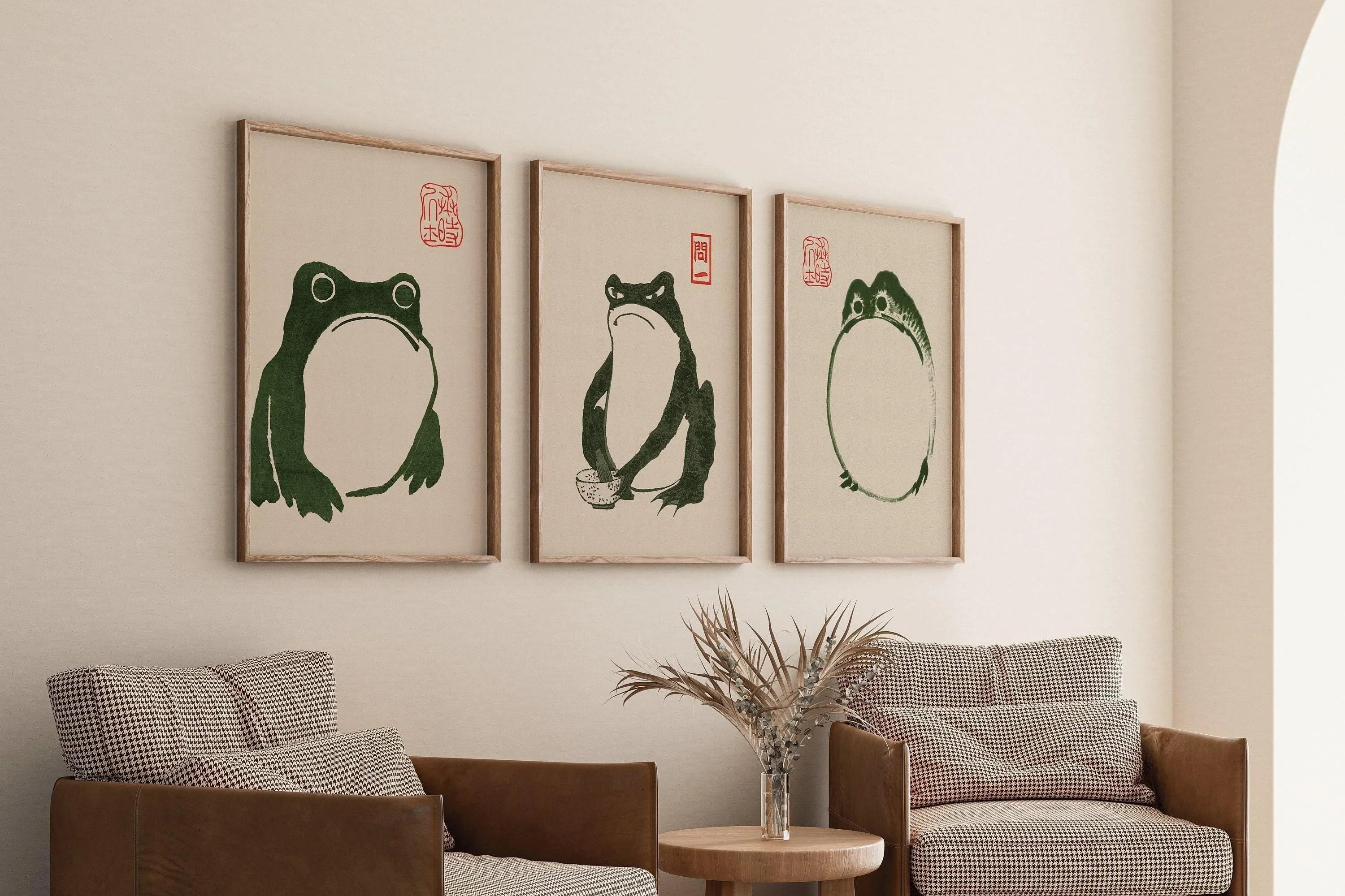 Matsumoto Hoji's Three Frogs Print: Vintage Japanese Woodblock Art - 9ArtPrints