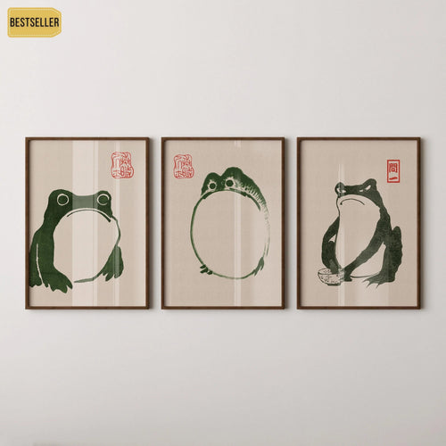 Matsumoto Hoji's Three Frogs Print: Vintage Japanese Woodblock Art - 9ArtPrints