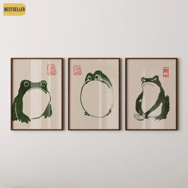 Matsumoto Hoji — Statement Trio | Three Frogs | Japanese Woodblock Art Print