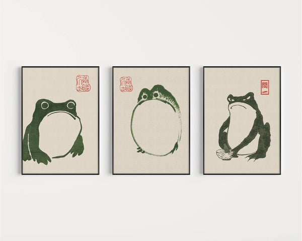 Matsumoto Hoji — Statement Trio | Three Frogs | Japanese Woodblock Art Print