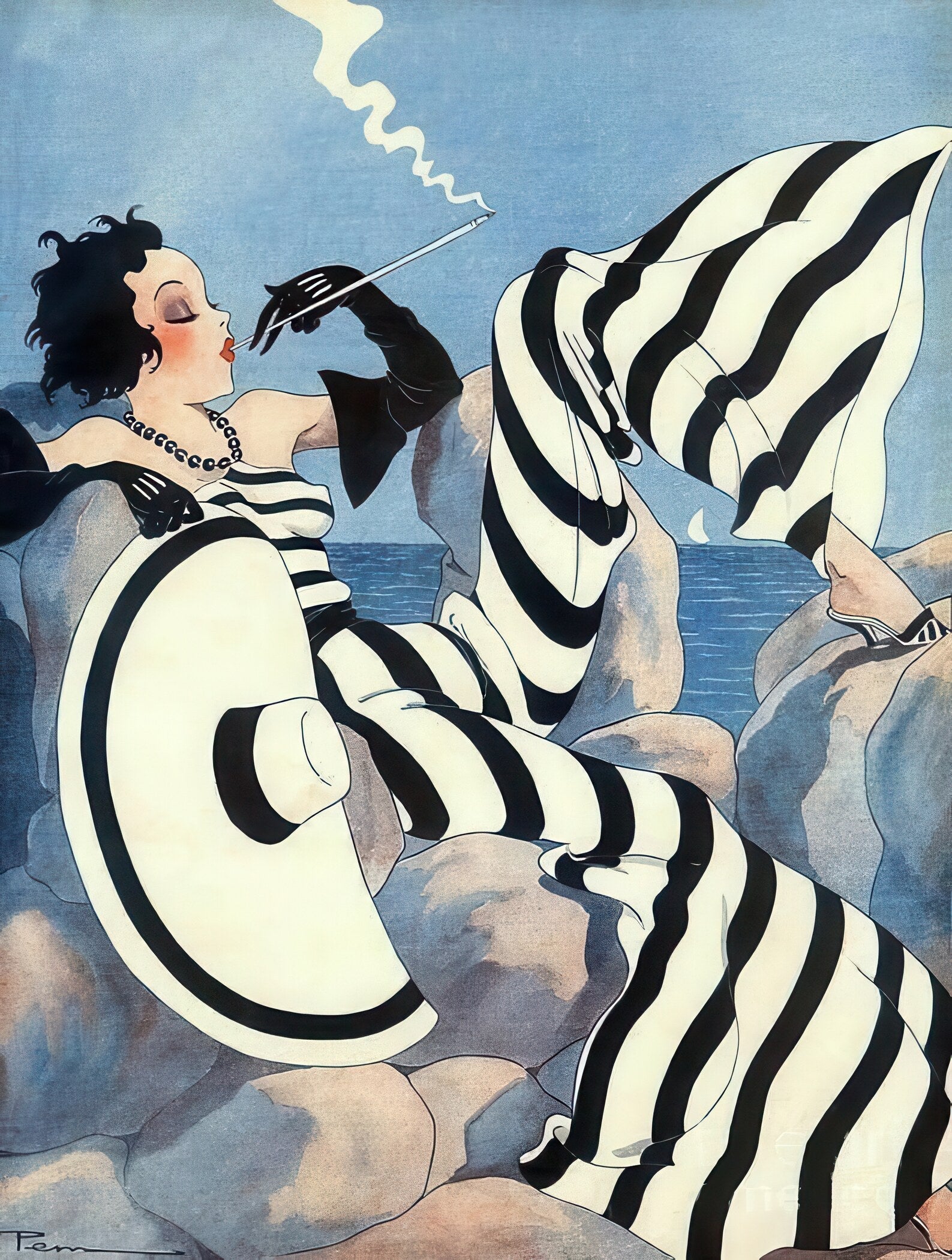 Maurice Pepin — Le Sourire | Art Deco Magazine Illustration Print - 9ArtPrints