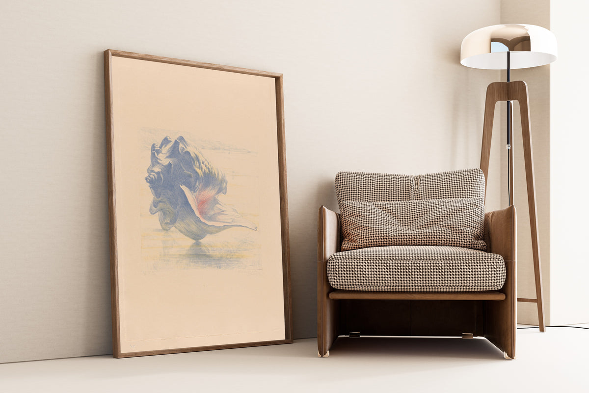 Seashell Art Print: Maurits van der Valk, Beige and Blue - 9ArtPrints