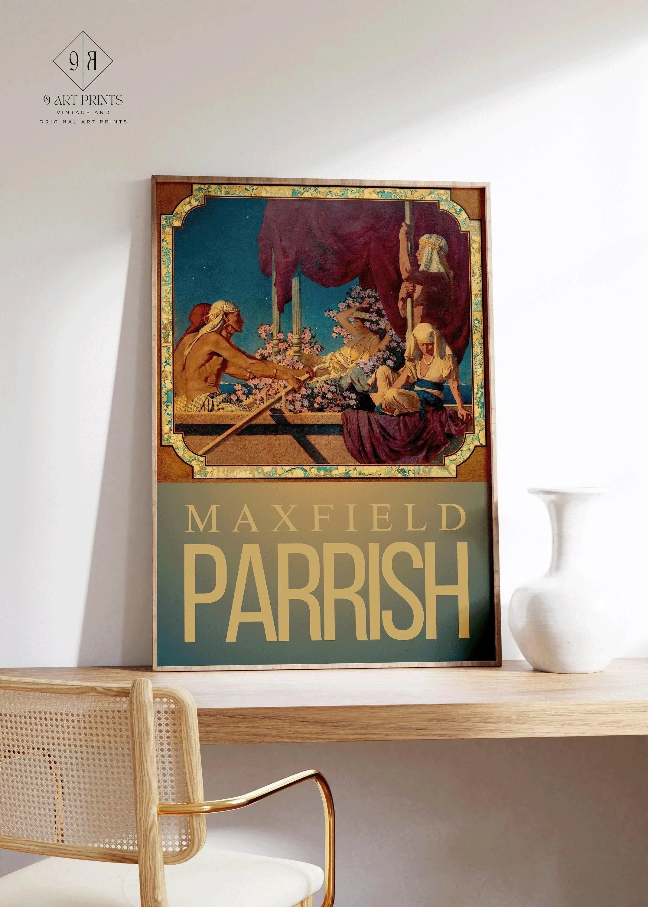 Maxfield Parrish - Cleopatra | Colorful Maximalist American Classic Art (available handframed or unframed) - 9ArtPrints