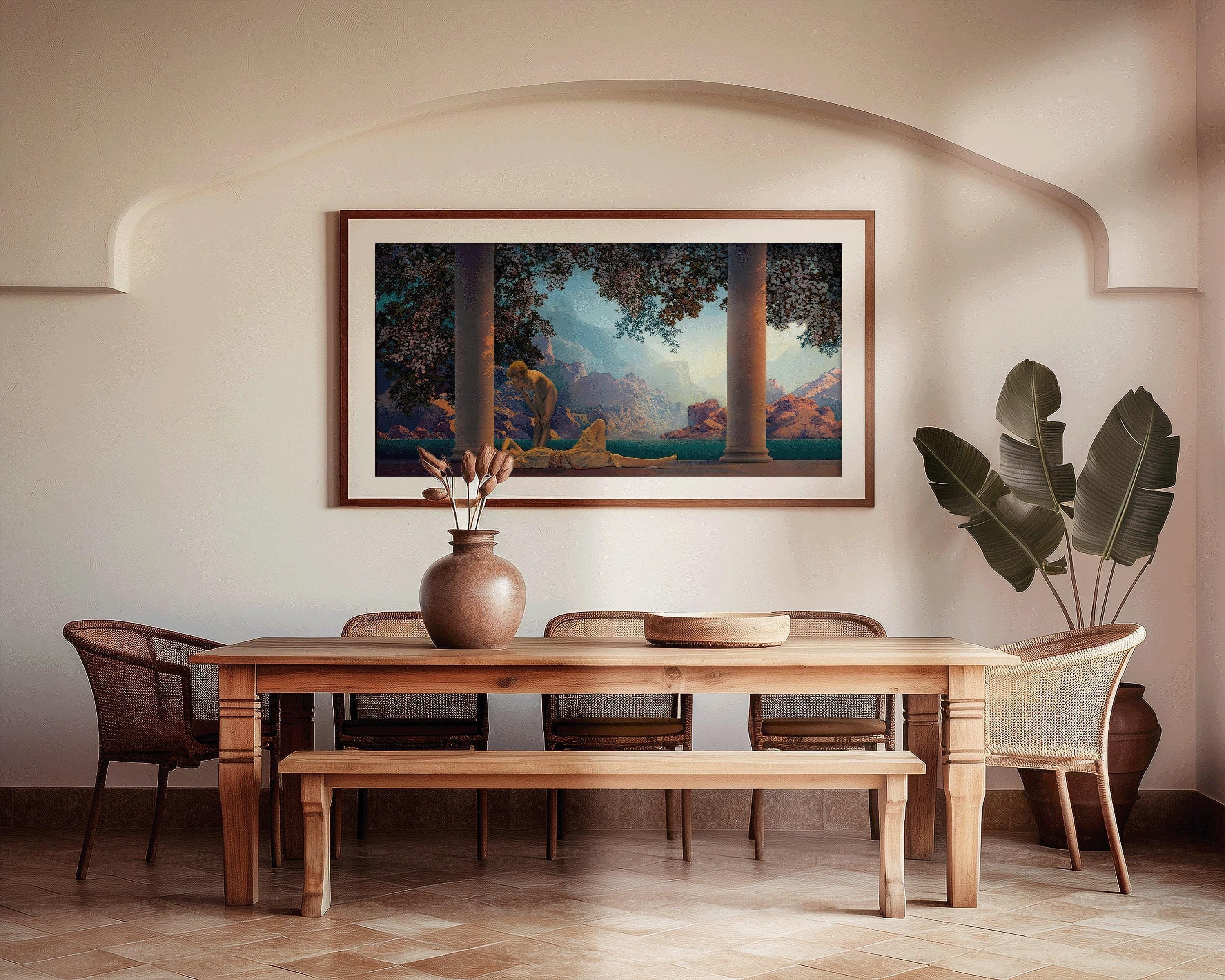 Maxfield Parrish - Daybreak | The All - Time Classic We're Proud to Feature | Vintage American Panoramic Art available framed or unframed 2x1 - 9ArtPrints