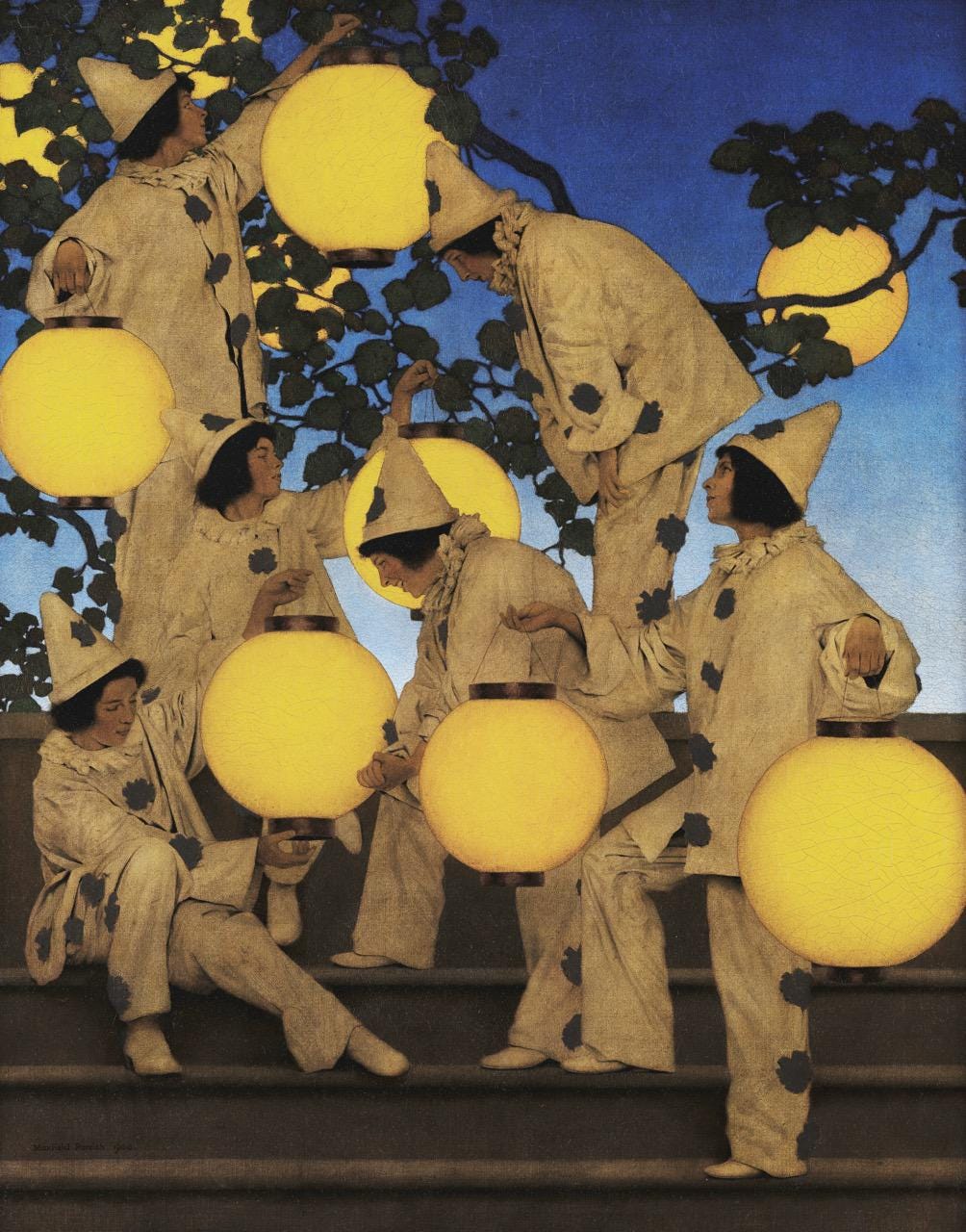 Maxfield Parrish - The Lantern Bearers | The Enchanting Classic We're Proud to Feature Maximalist Art available handframed or unframed - 9ArtPrints