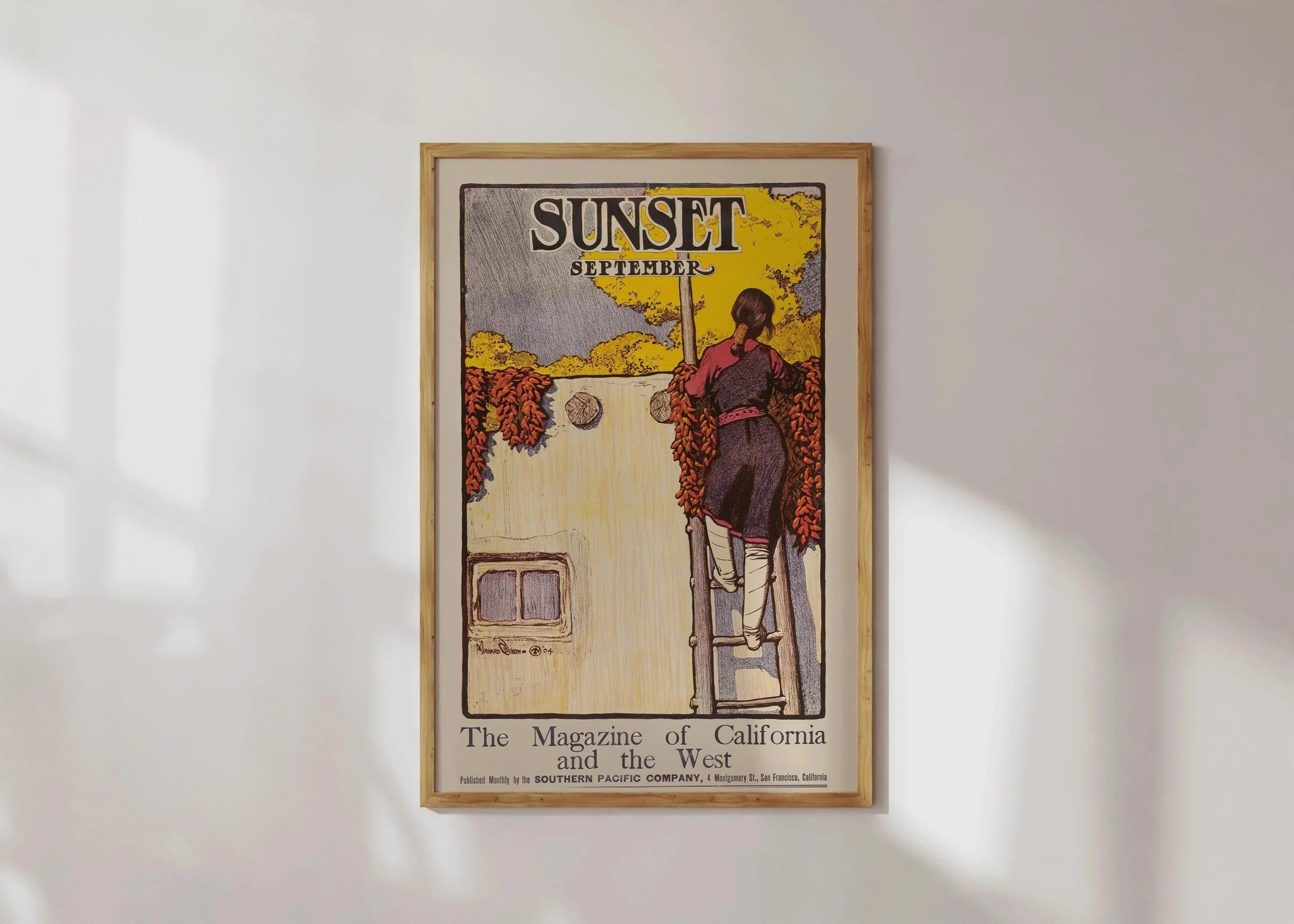 Maynard Dixon Print: Vintage California Adobe & Chili Ristras Illustration - 9ArtPrints