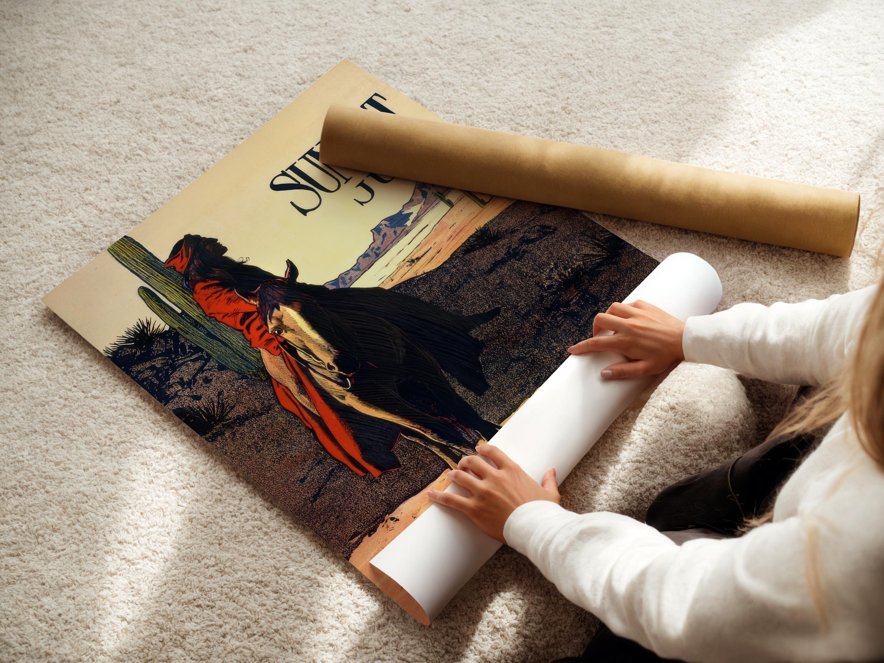 Maynard Dixon Sunset Magazine Cover Print: Western Cowboy & Native American Art - 9ArtPrints