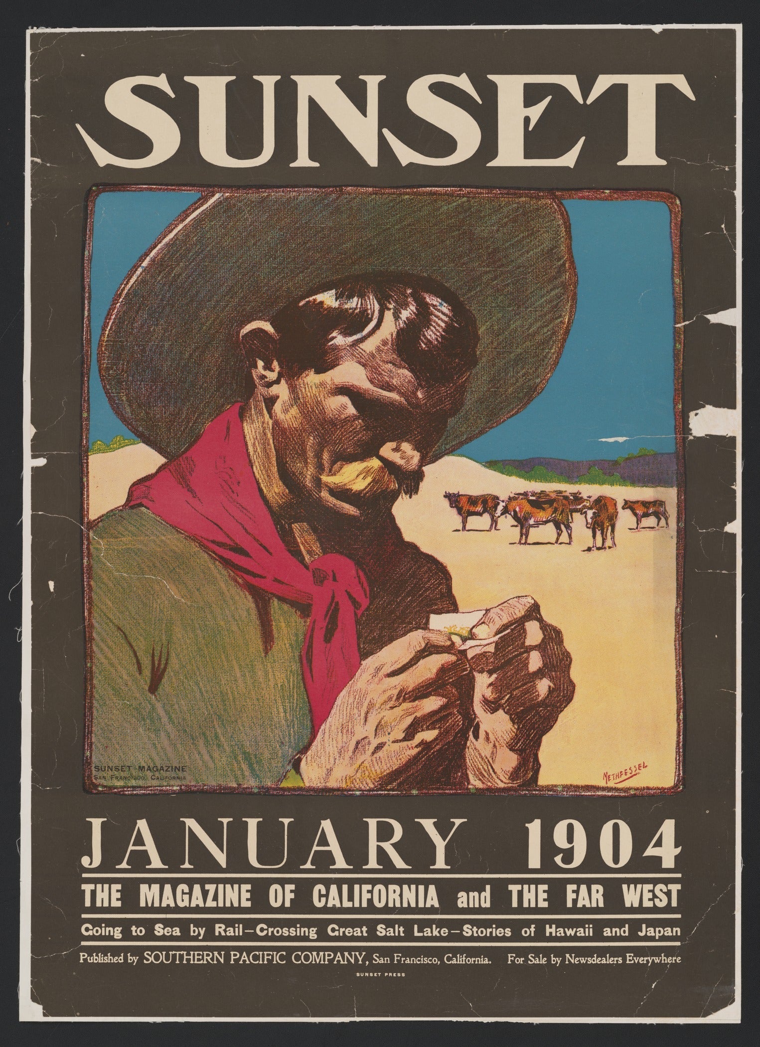 Maynard Dixon — Sunset Magazine Cowboy (January 1904) | Vintage Western Print - 9ArtPrints