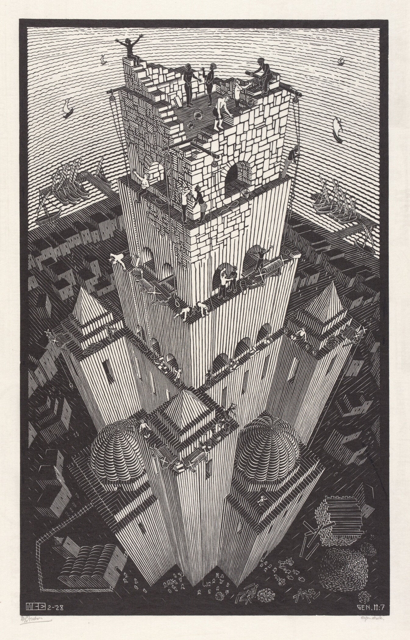 M.C. Escher — The Tower of Babel | Graphic Art Print - 9ArtPrints