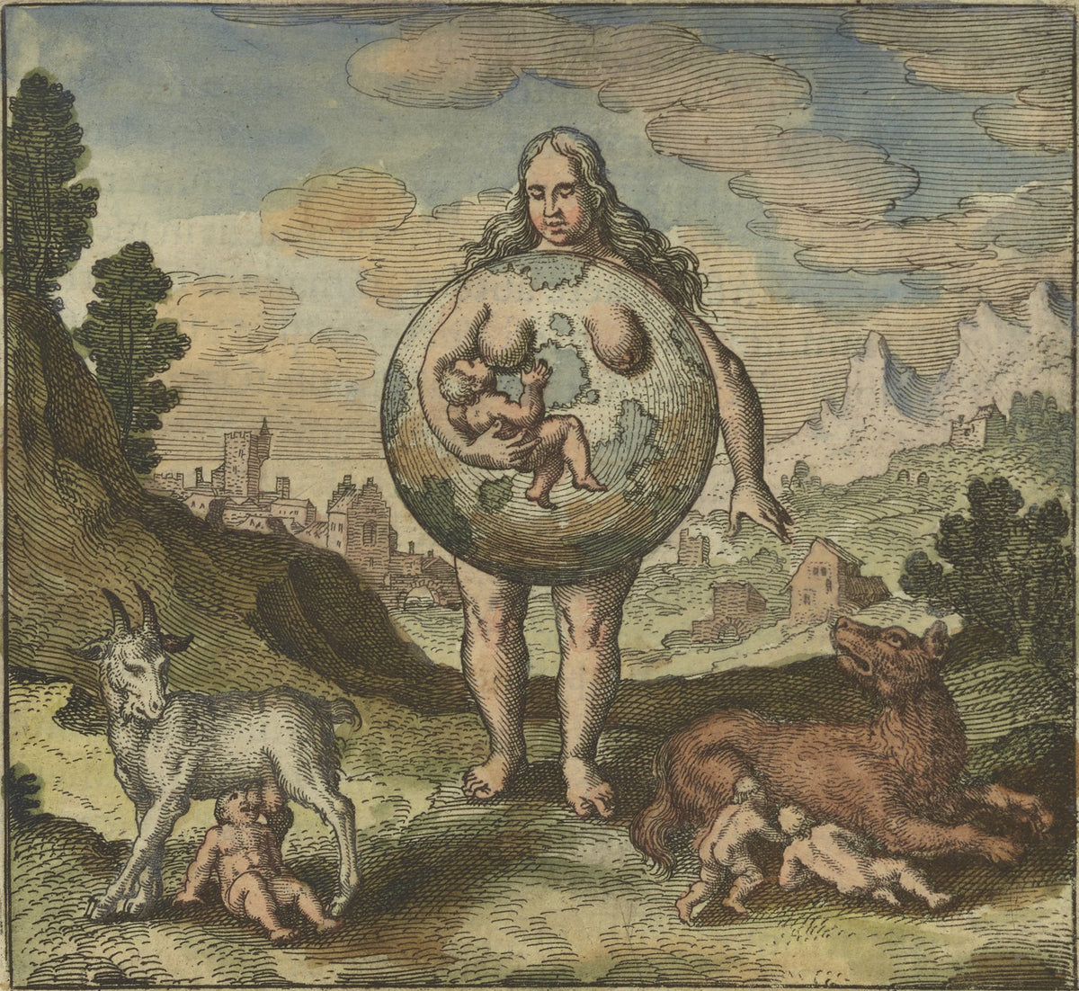 Michael Maier — Atalanta Fugiens, Emblem 2: The Earth Is Its Nurse | Alchemical Engraving Print
