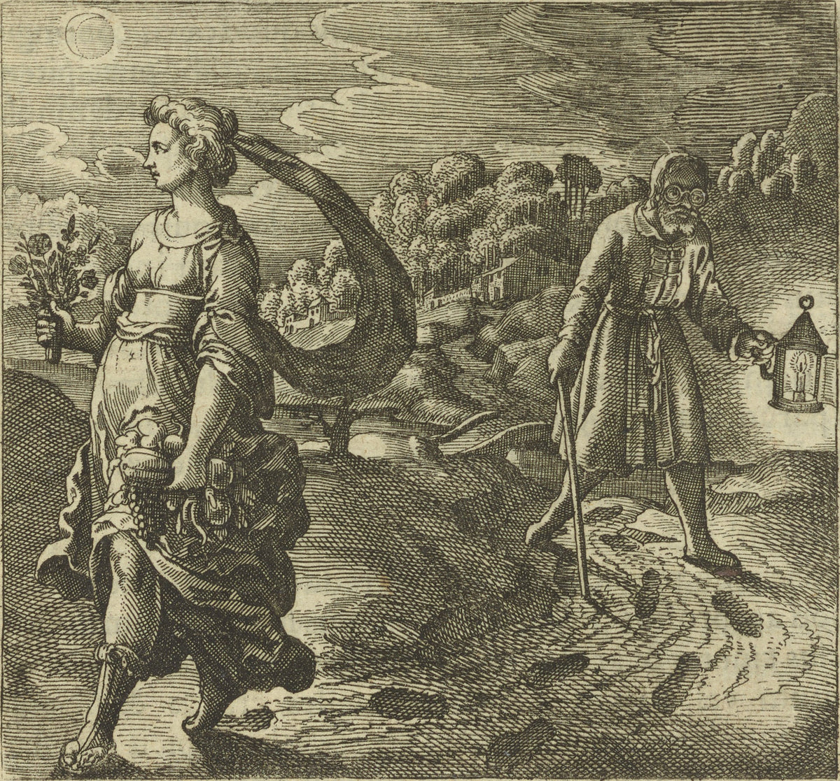 Michael Maier — Atalanta Fugiens, Emblem 42: Nature, Reason, Experience and Reading | Alchemical Engraving Print