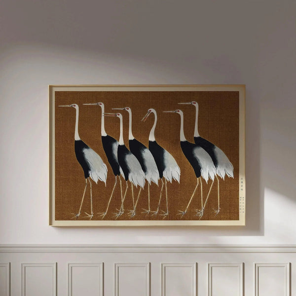 Ogata Kōrin — Cranes in Brown | Rinpa School Print