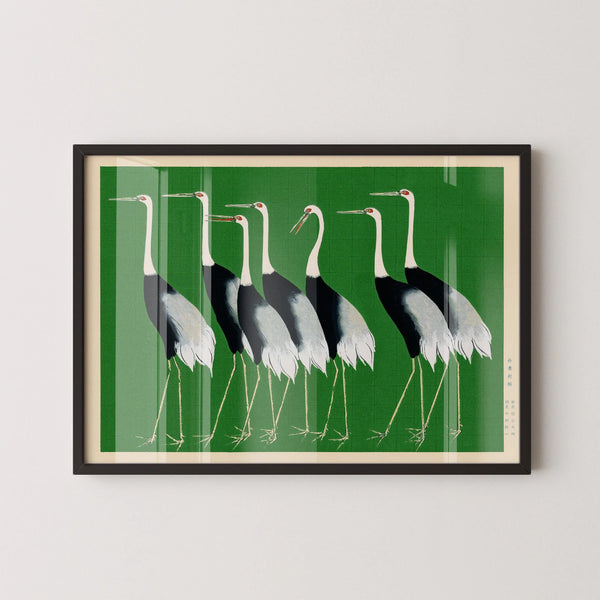 Ogata Kōrin — Cranes in Green | Rinpa School Print