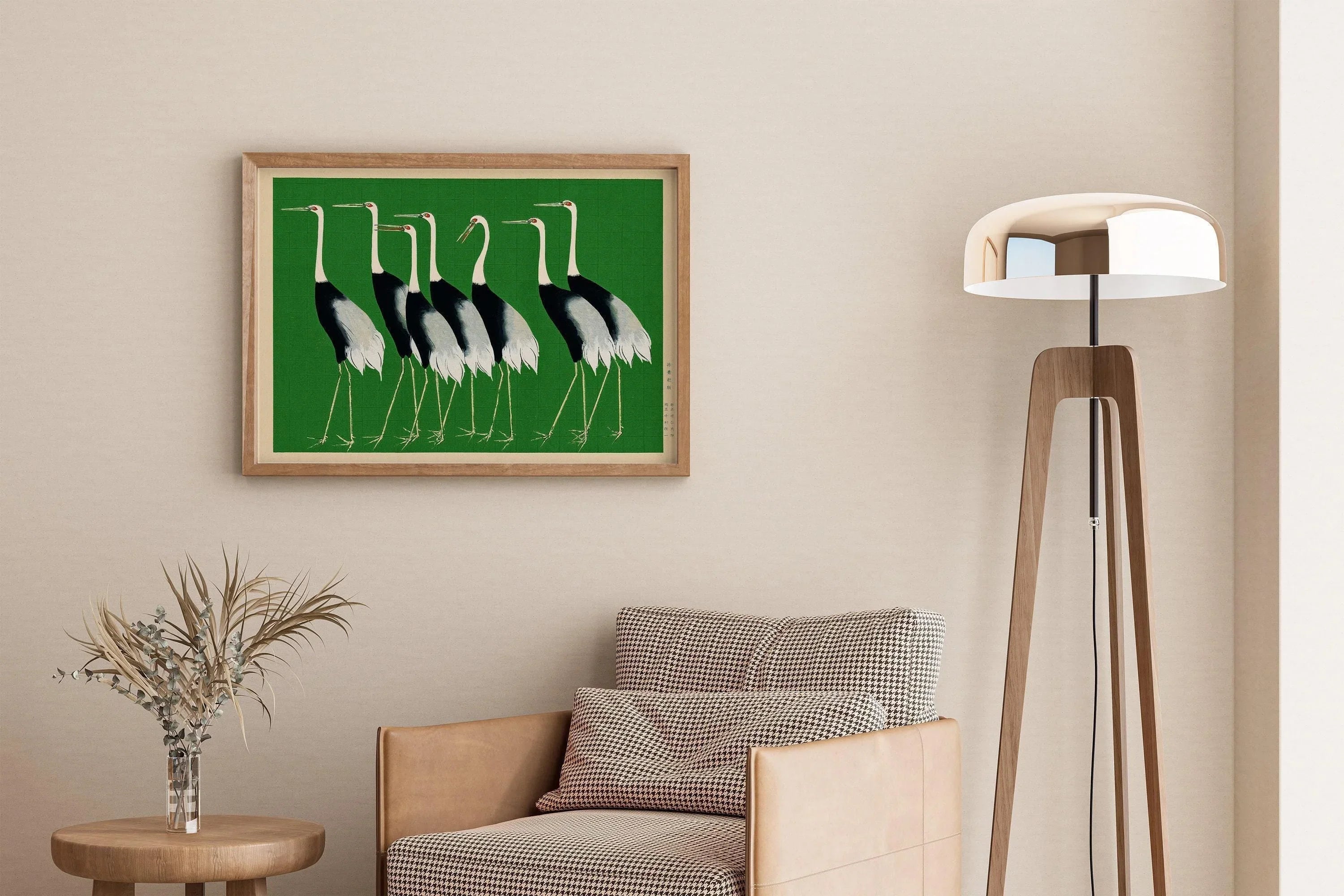 Ogata Korin - Cranes | PRINT | Vintage Japanese Art in Green (Available handframed or unframed) - 9ArtPrints