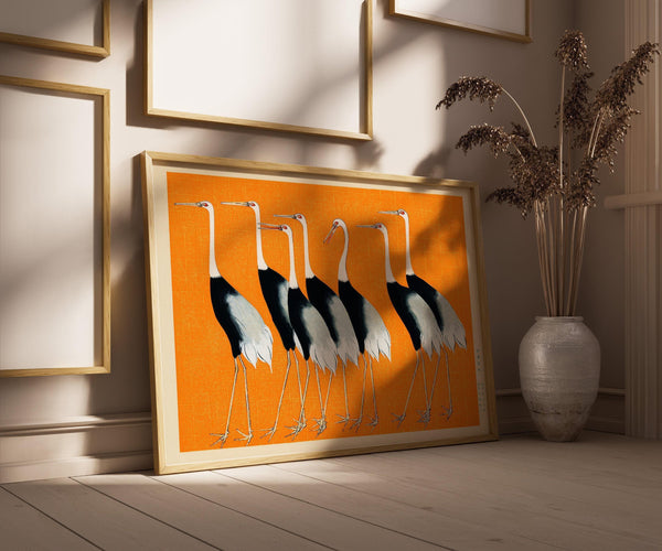 Ogata Kōrin — Cranes in Orange | Rinpa School Print
