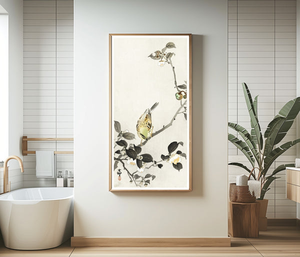 Ohara Koson — Bunting on Blossom Branch | Japanese Bird & Flower Woodblock Print