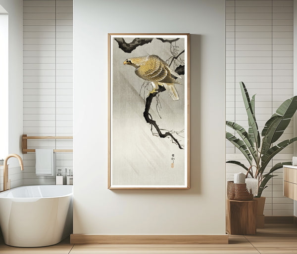 Ohara Koson — Eagle on Branch | Japanese Bird & Flower Woodblock Print