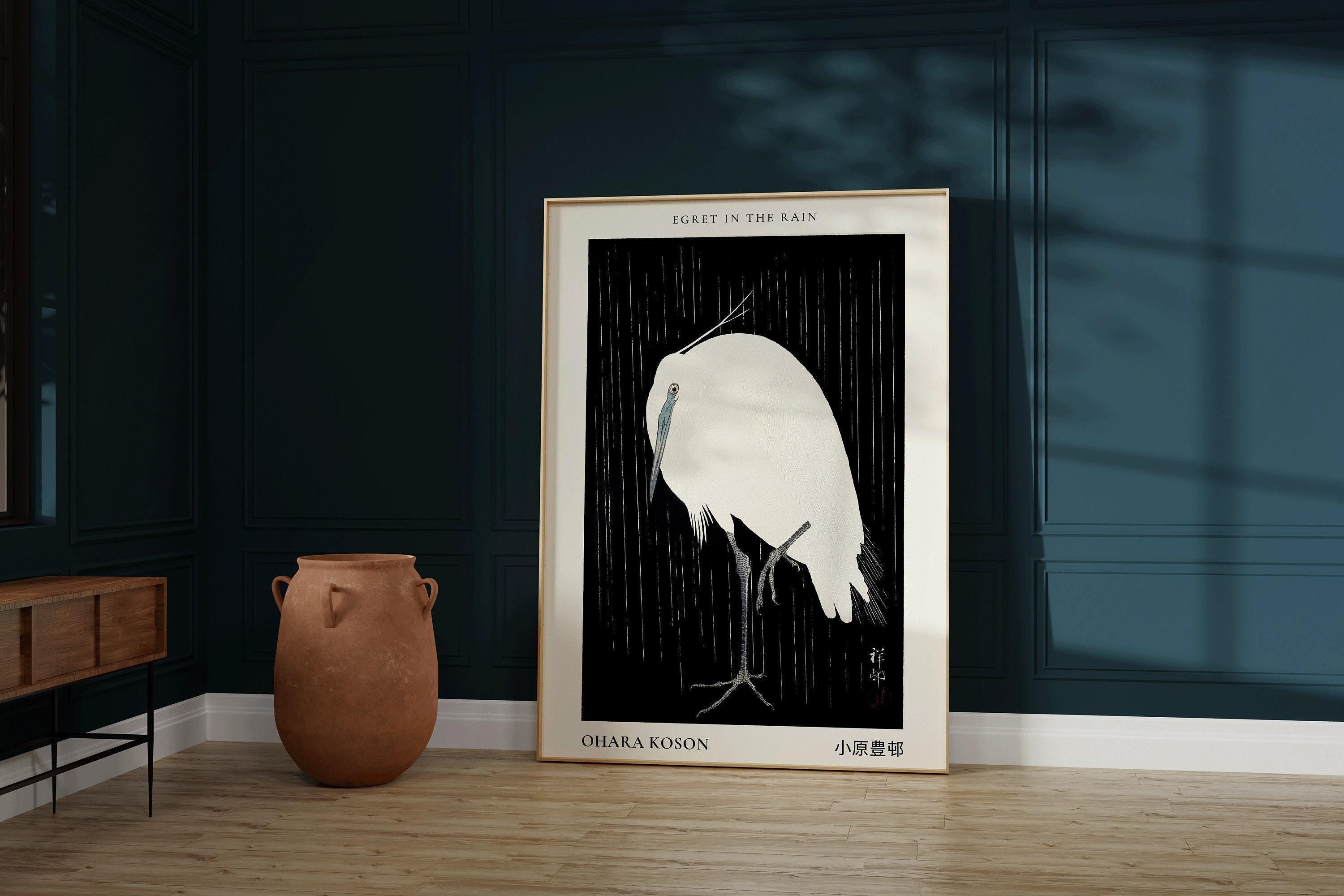 Ohara Koson - Egret in the Rain | PREMIUM GICLÉE PRINT |Vintage Japanese Woodblock Art (available handframed or unframed) - 9ArtPrints
