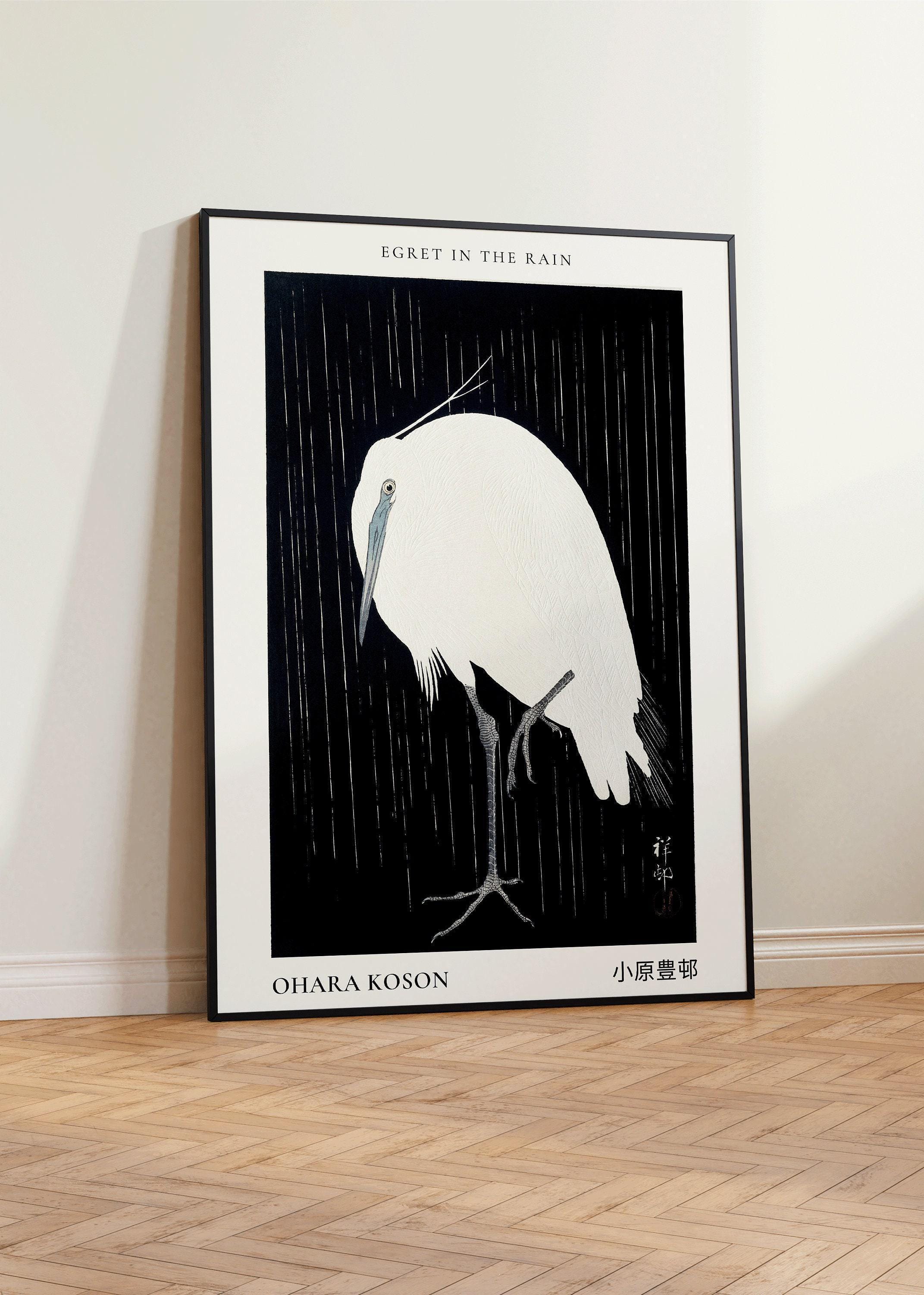 Ohara Koson - Egret in the Rain | PREMIUM GICLÉE PRINT |Vintage Japanese Woodblock Art (available handframed or unframed) - 9ArtPrints