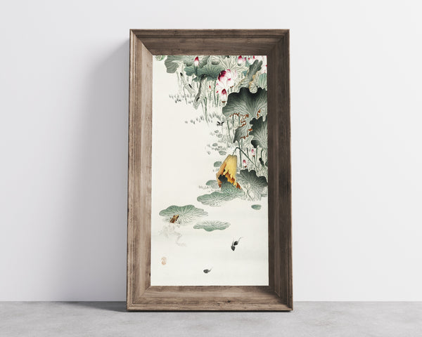 Ohara Koson — Frog and Tadpoles | Japanese Bird & Flower Woodblock Print