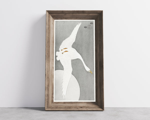 Ohara Koson — Goose at Full Moon | Japanese Bird & Flower Woodblock Print