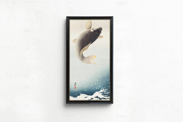 Ohara Koson — Jumping Carp | Japanese Woodblock Print