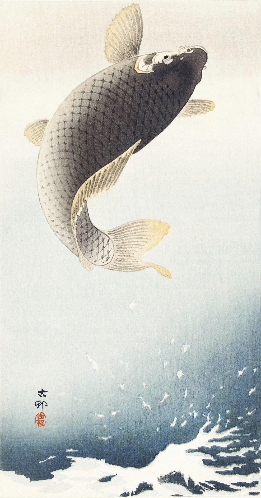 Ohara Koson — Jumping Carp | Shin Hanga Print - 9ArtPrints