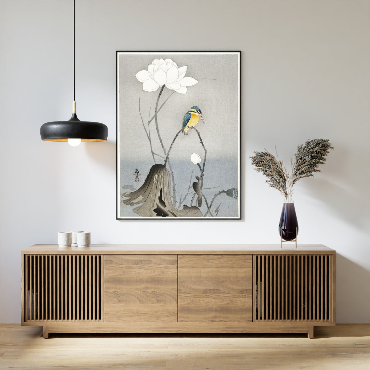 Ohara Koson — Kingfisher with Lotus Flower | Japanese Bird & Flower Woodblock Print - 9ArtPrints