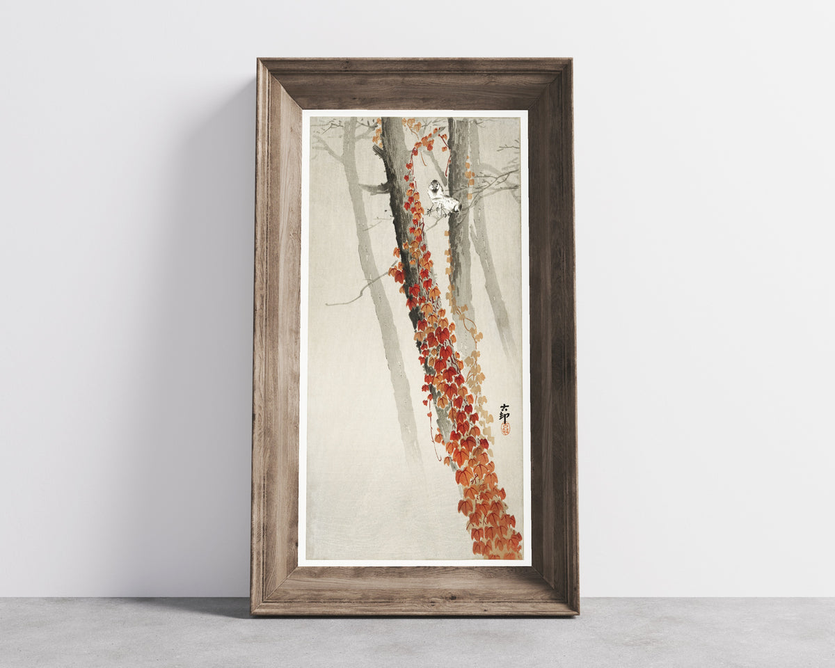 Ohara Koson — Red ivy | Japanese Bird & Flower Woodblock Print - 9ArtPrints