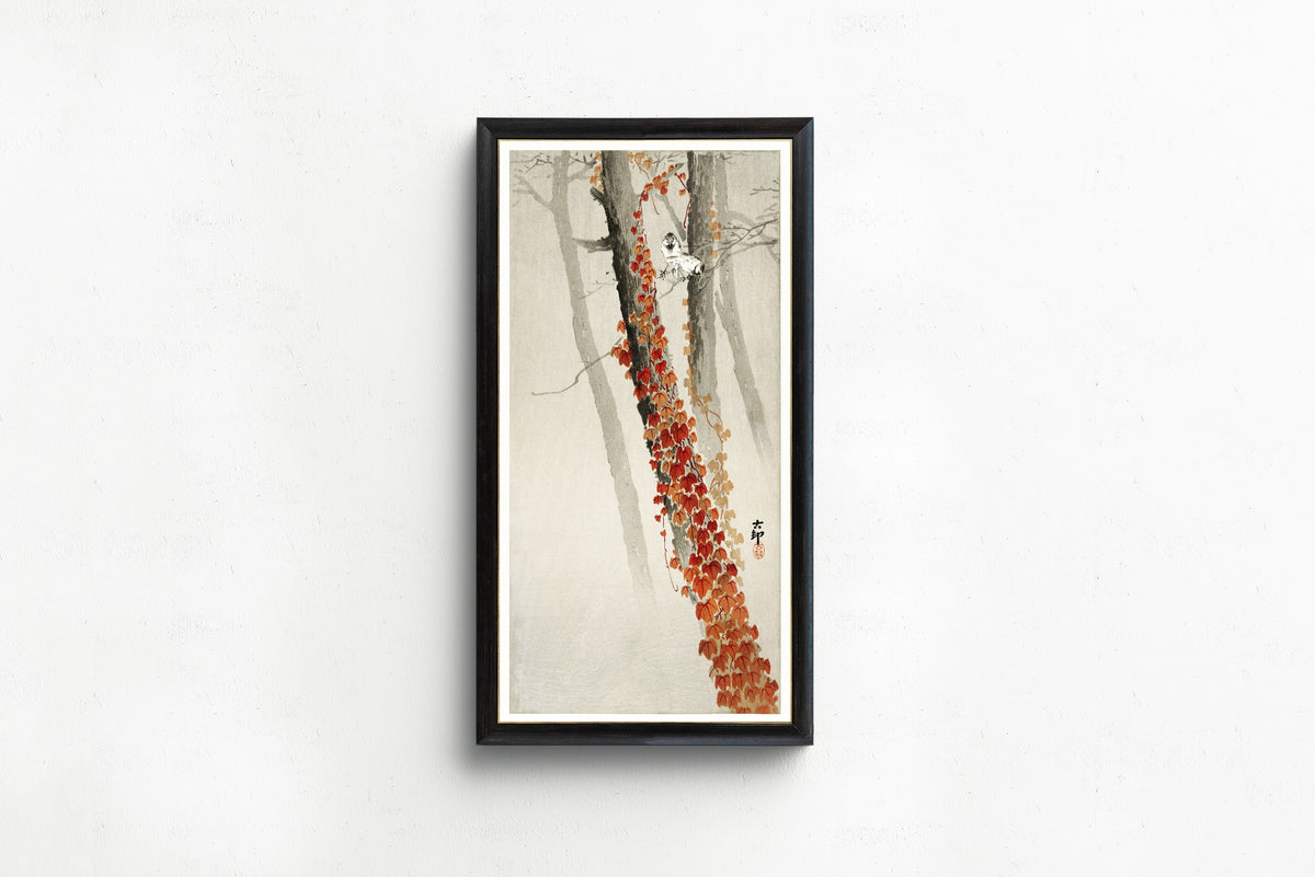Ohara Koson — Red ivy | Japanese Bird & Flower Woodblock Print - 9ArtPrints